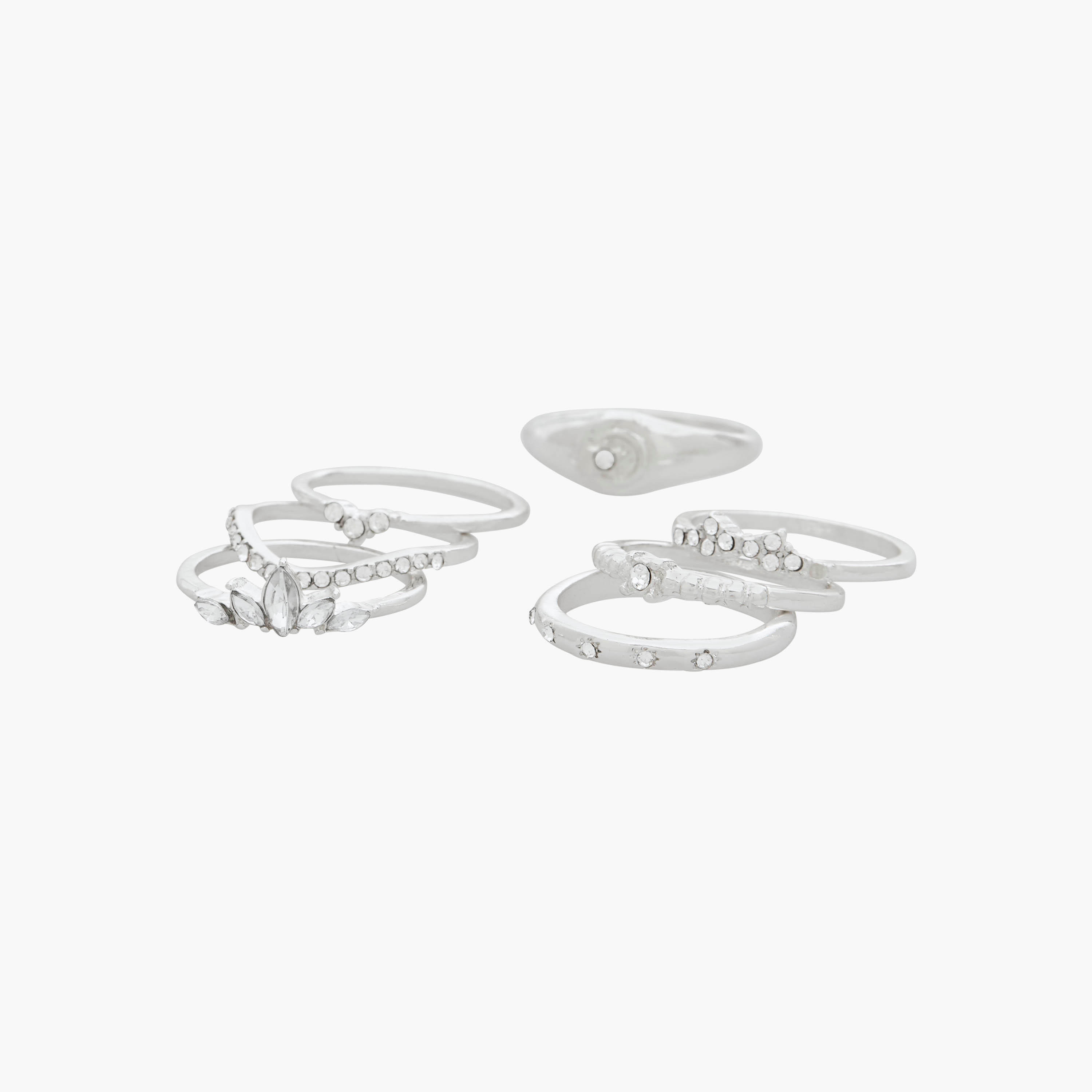 خواتم بلون فضي وتزيينات أحجار - طقم من 8 قطع-women-watchesandjewellery-jewellery-rings-image-2