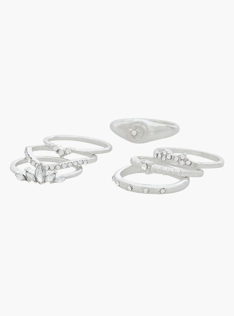 خواتم بلون فضي وتزيينات أحجار - طقم من 8 قطع-women-watchesandjewellery-jewellery-rings-image-2
