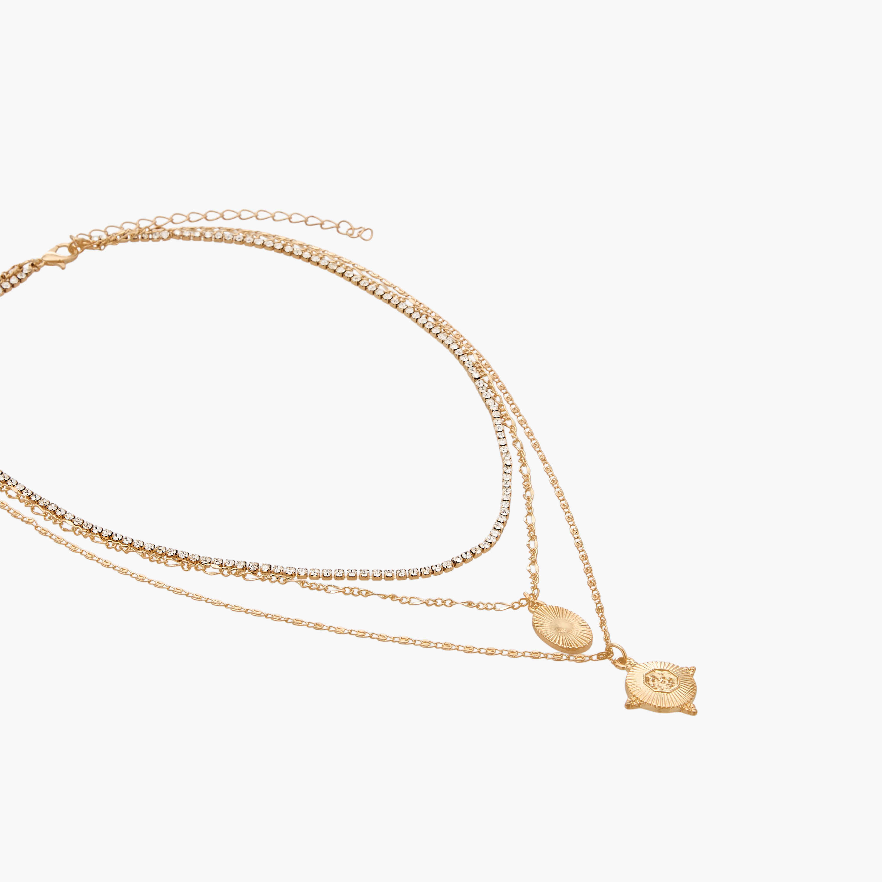 عقد ذهبي اللون بطبقات ودلايات وتزيينات-women-watchesandjewellery-jewellery-necklacesandpendants-image-3