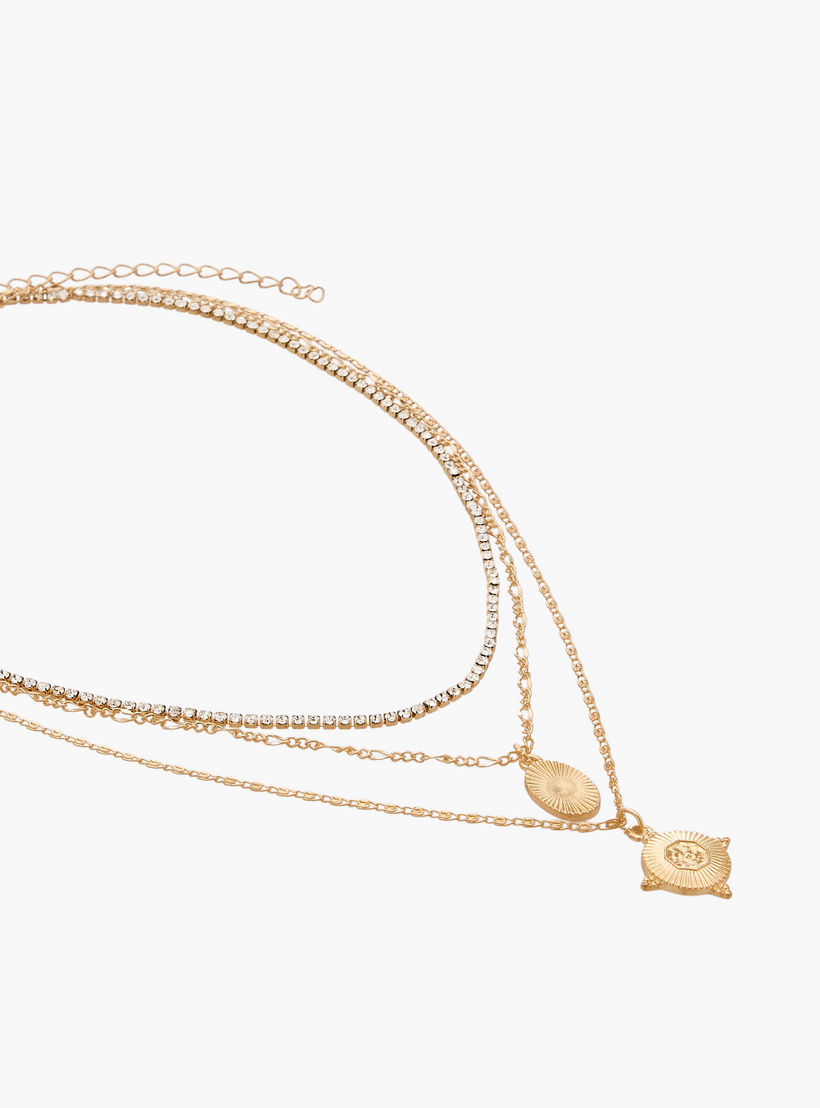 عقد ذهبي اللون بطبقات ودلايات وتزيينات-women-watchesandjewellery-jewellery-necklacesandpendants-image-3