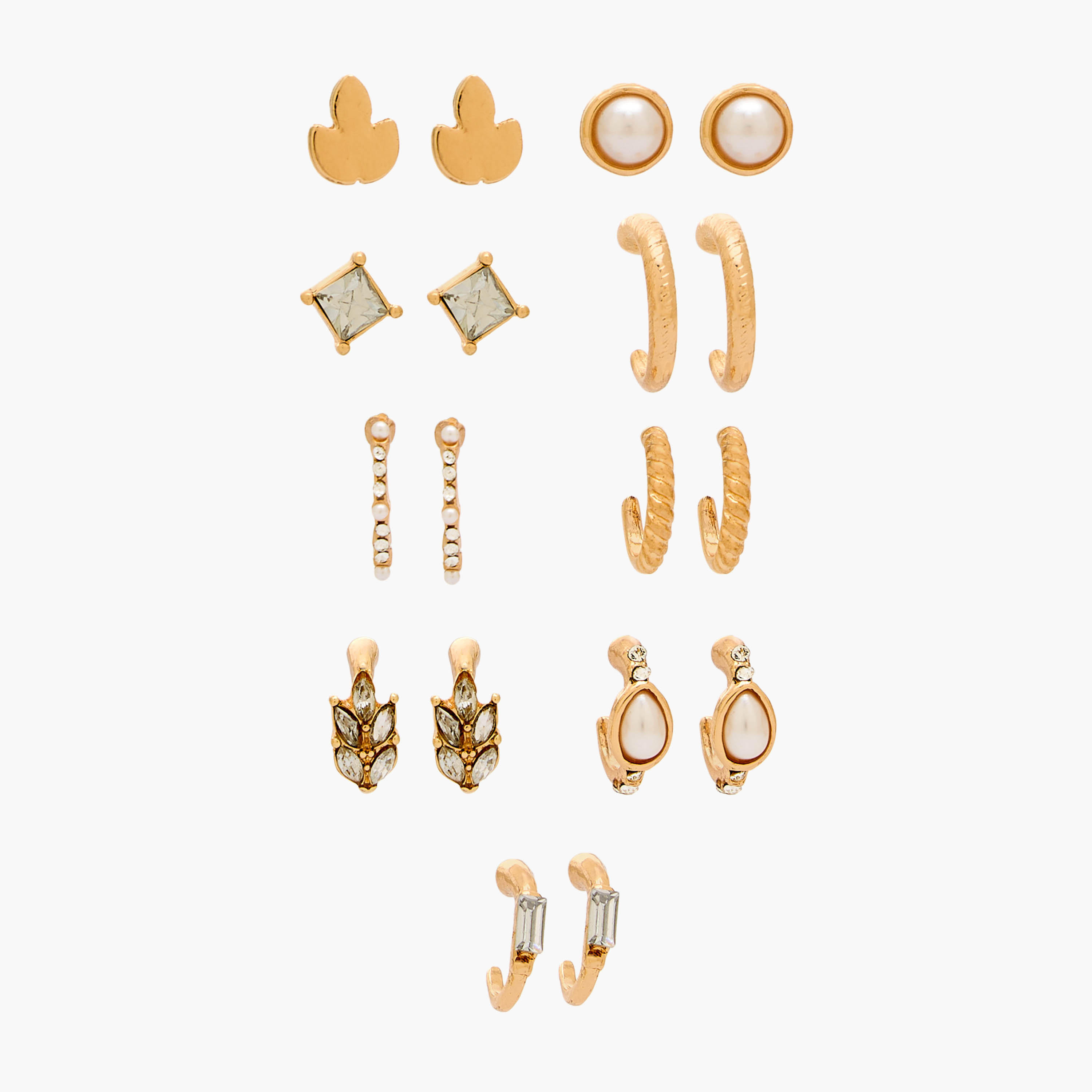 طقم حلقان ميتاليك بمكبس إغلاق خلفي 9 أزواج من جلو-women-watchesandjewellery-jewellery-earrings-image-1