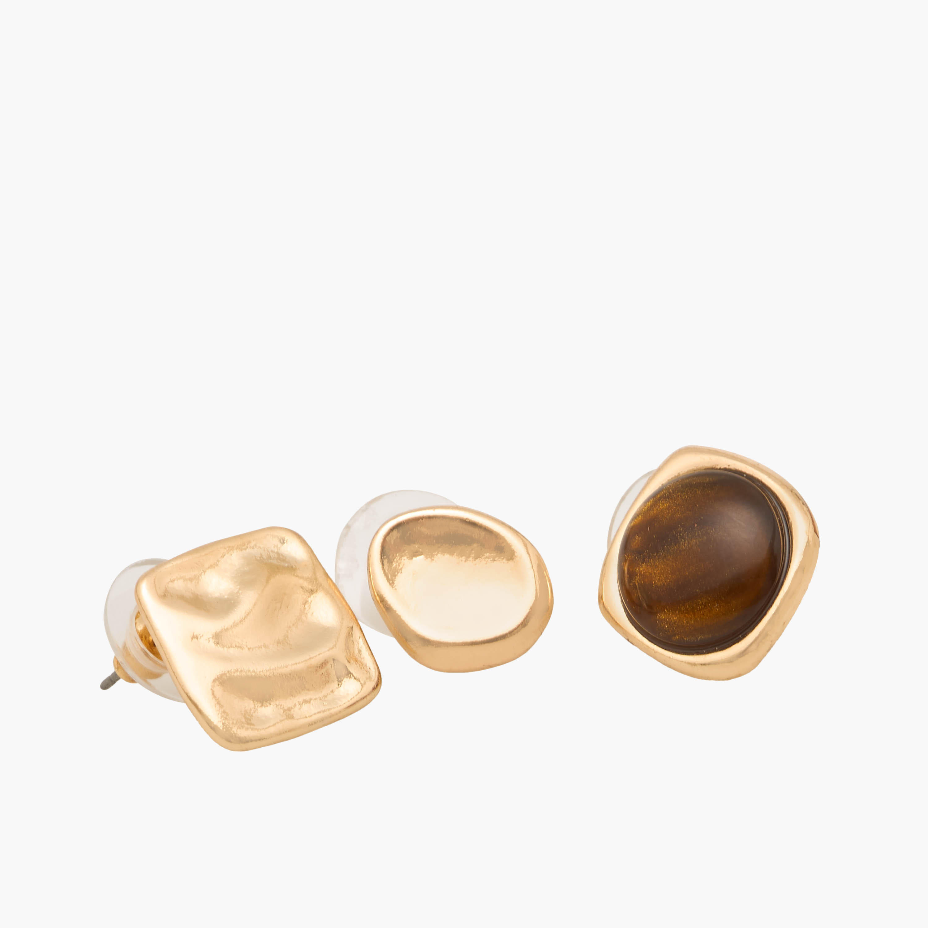طقم حلقان راتنج بلون ذهبي ومكبس إغلاق خلفي 3 أزواج من جلو-women-watchesandjewellery-jewellery-earrings-image-3
