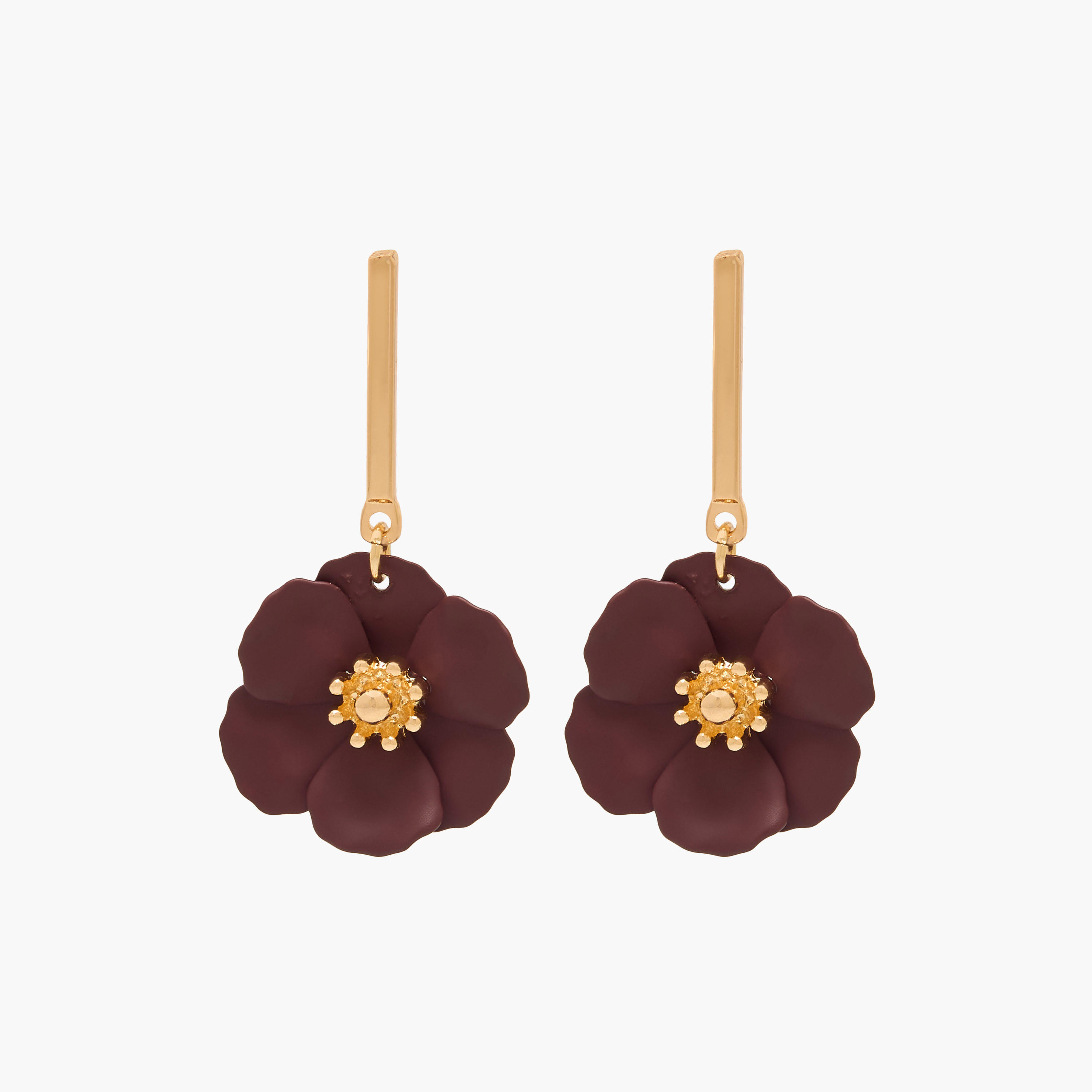 حلق ميتاليك متدلي بتصميم زهرة ومكبس إغلاق خلفي من جلو-women-watchesandjewellery-jewellery-earrings-image-1
