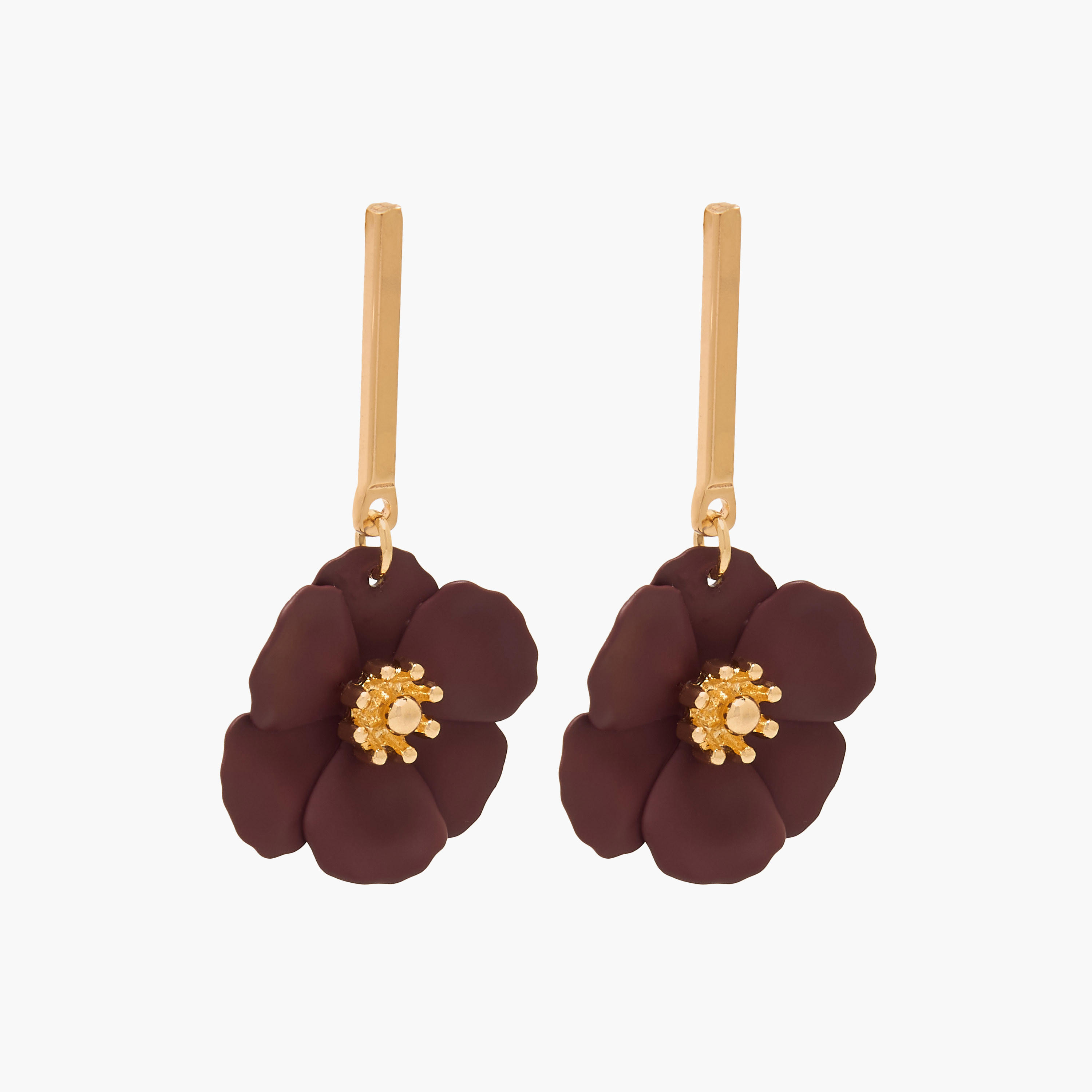 حلق ميتاليك متدلي بتصميم زهرة ومكبس إغلاق خلفي من جلو-women-watchesandjewellery-jewellery-earrings-image-2