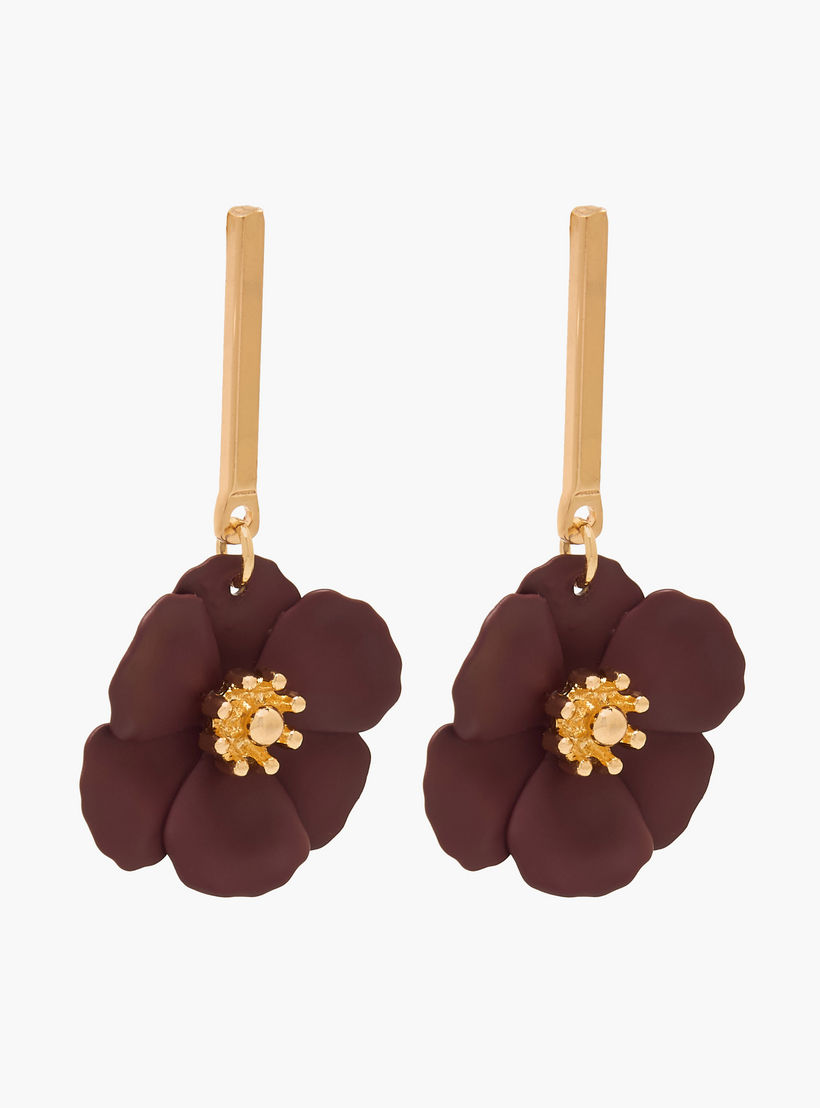 حلق ميتاليك متدلي بتصميم زهرة ومكبس إغلاق خلفي من جلو-women-watchesandjewellery-jewellery-earrings-image-2