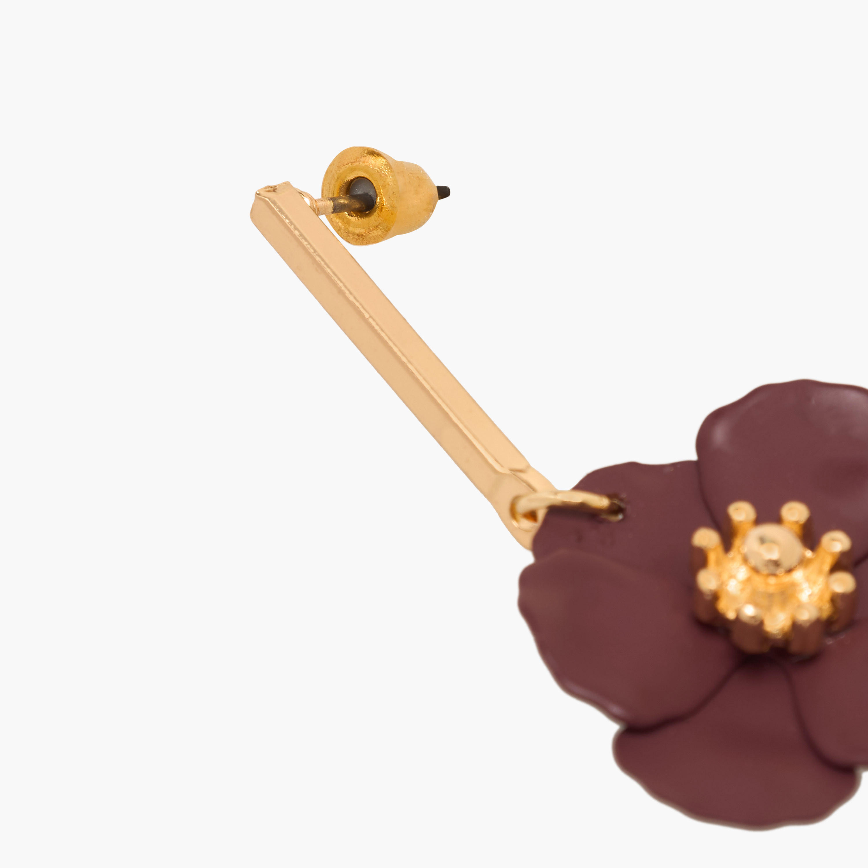 حلق ميتاليك متدلي بتصميم زهرة ومكبس إغلاق خلفي من جلو-women-watchesandjewellery-jewellery-earrings-image-5