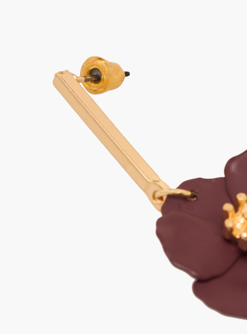 حلق ميتاليك متدلي بتصميم زهرة ومكبس إغلاق خلفي من جلو-women-watchesandjewellery-jewellery-earrings-image-5