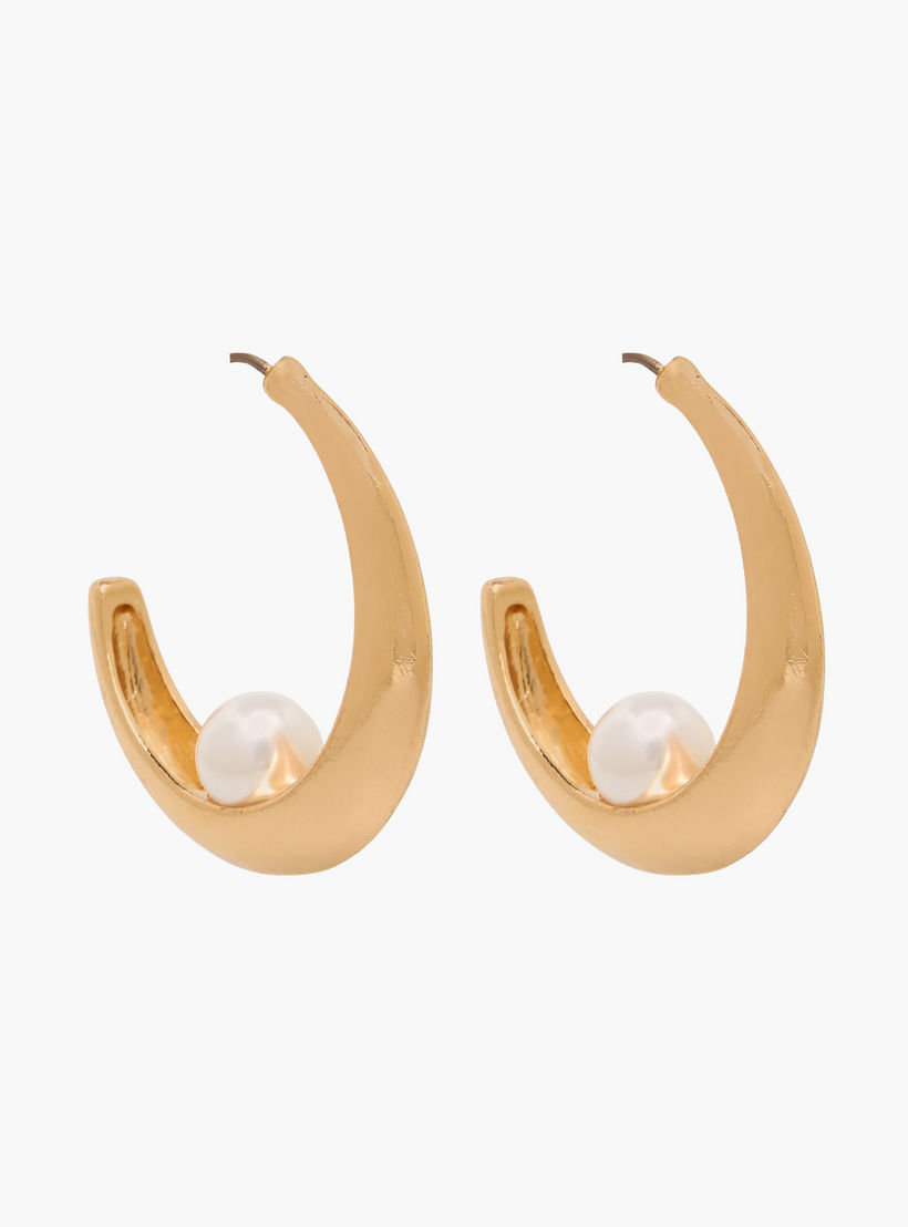 حلق طوق ميتاليك بمكبس إغلاق خلفي من جلو-women-watchesandjewellery-jewellery-earrings-image-2
