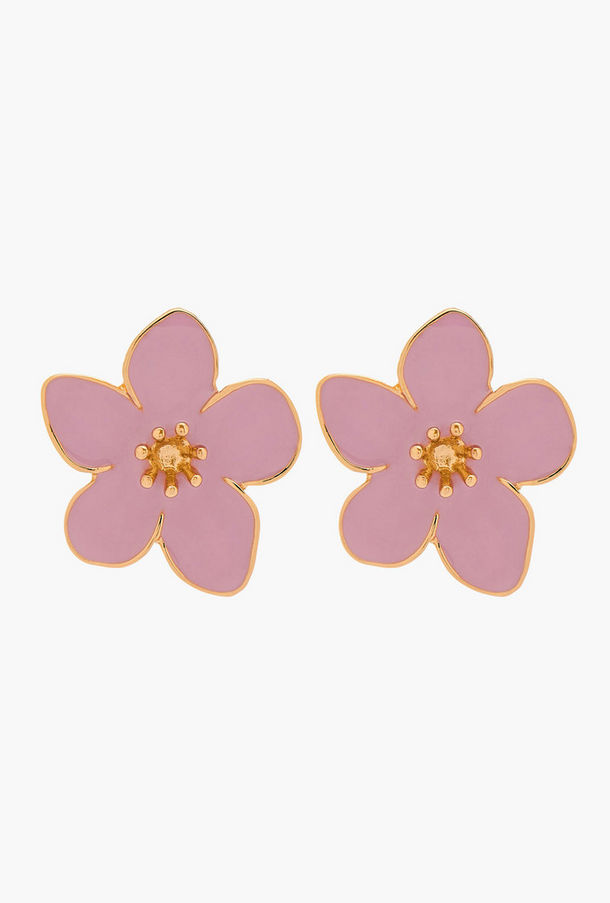 حلقان دبوس بلون ذهبي وتصميم أزهار ومكبس إغلاق خلفي من جلو-women-watchesandjewellery-jewellery-earrings-image-1