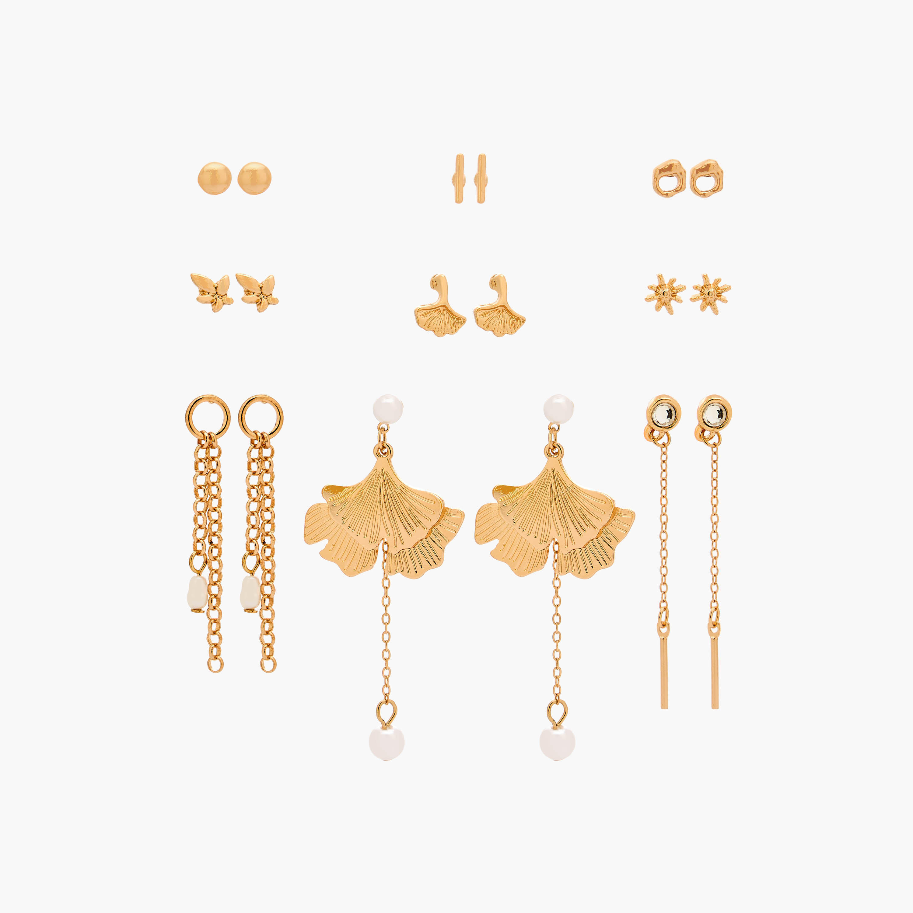 حلقان ميتاليك بمكبس إغلاق خلفي من جلو - عبوة 9 أزواج-women-watchesandjewellery-jewellery-earrings-image-1