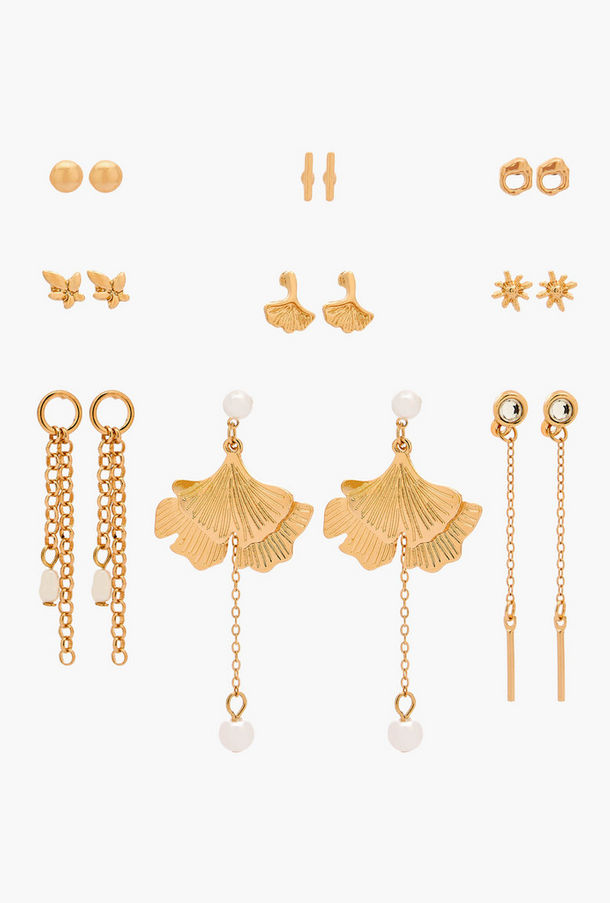 حلقان ميتاليك بمكبس إغلاق خلفي من جلو - عبوة 9 أزواج-women-watchesandjewellery-jewellery-earrings-image-1
