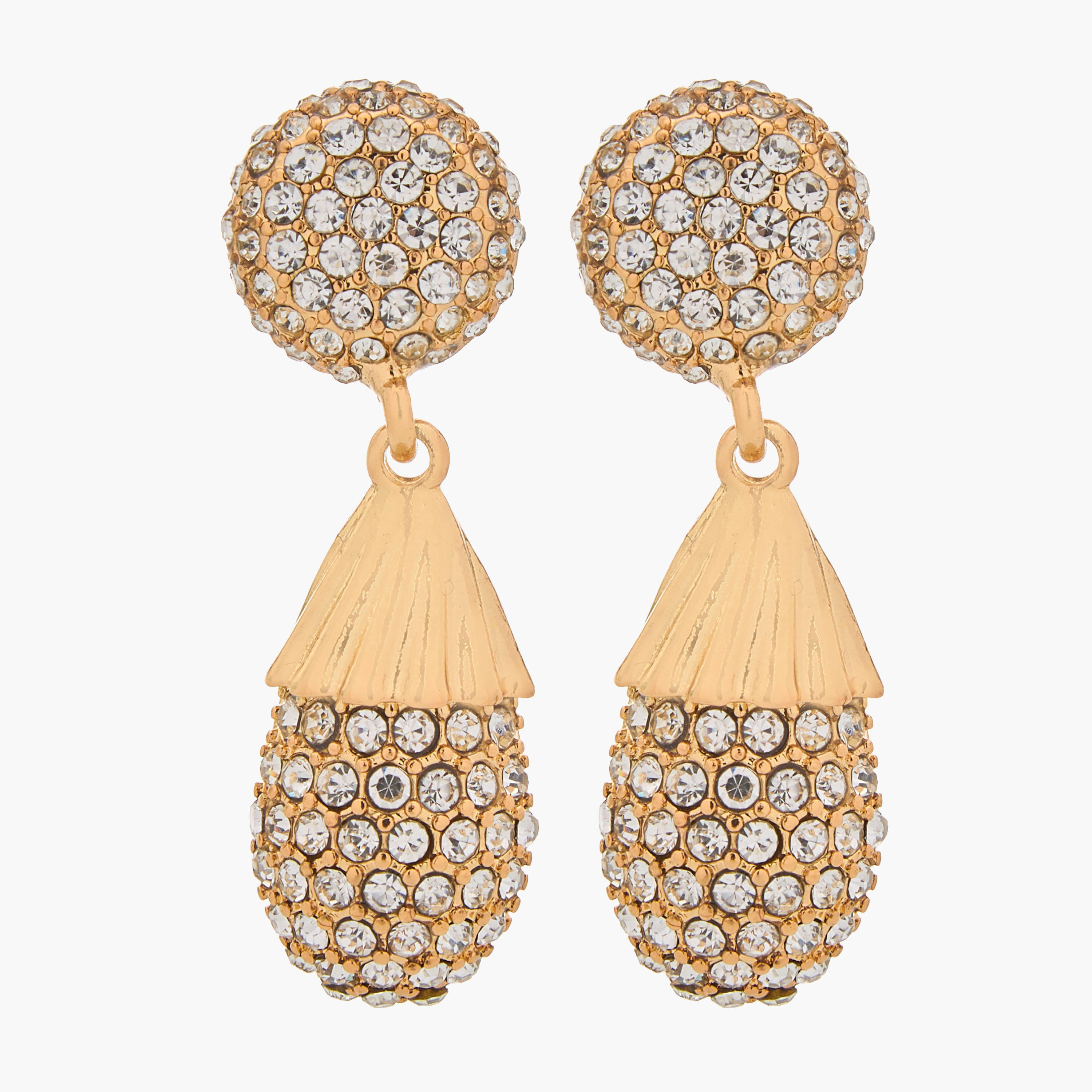 حلقان متدلية مزينة باللون الذهبي مع مكبس إغلاق خلفي-women-watchesandjewellery-jewellery-earrings-image-1