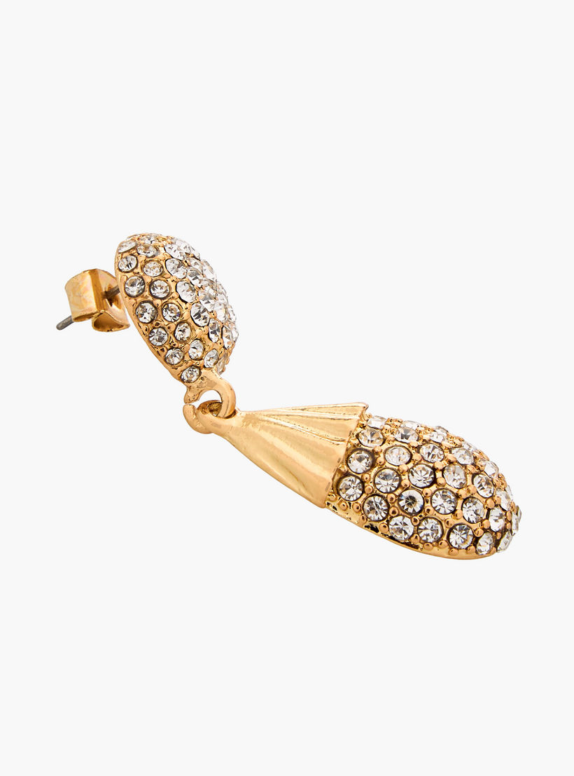 حلقان متدلية مزينة باللون الذهبي مع مكبس إغلاق خلفي-women-watchesandjewellery-jewellery-earrings-image-4