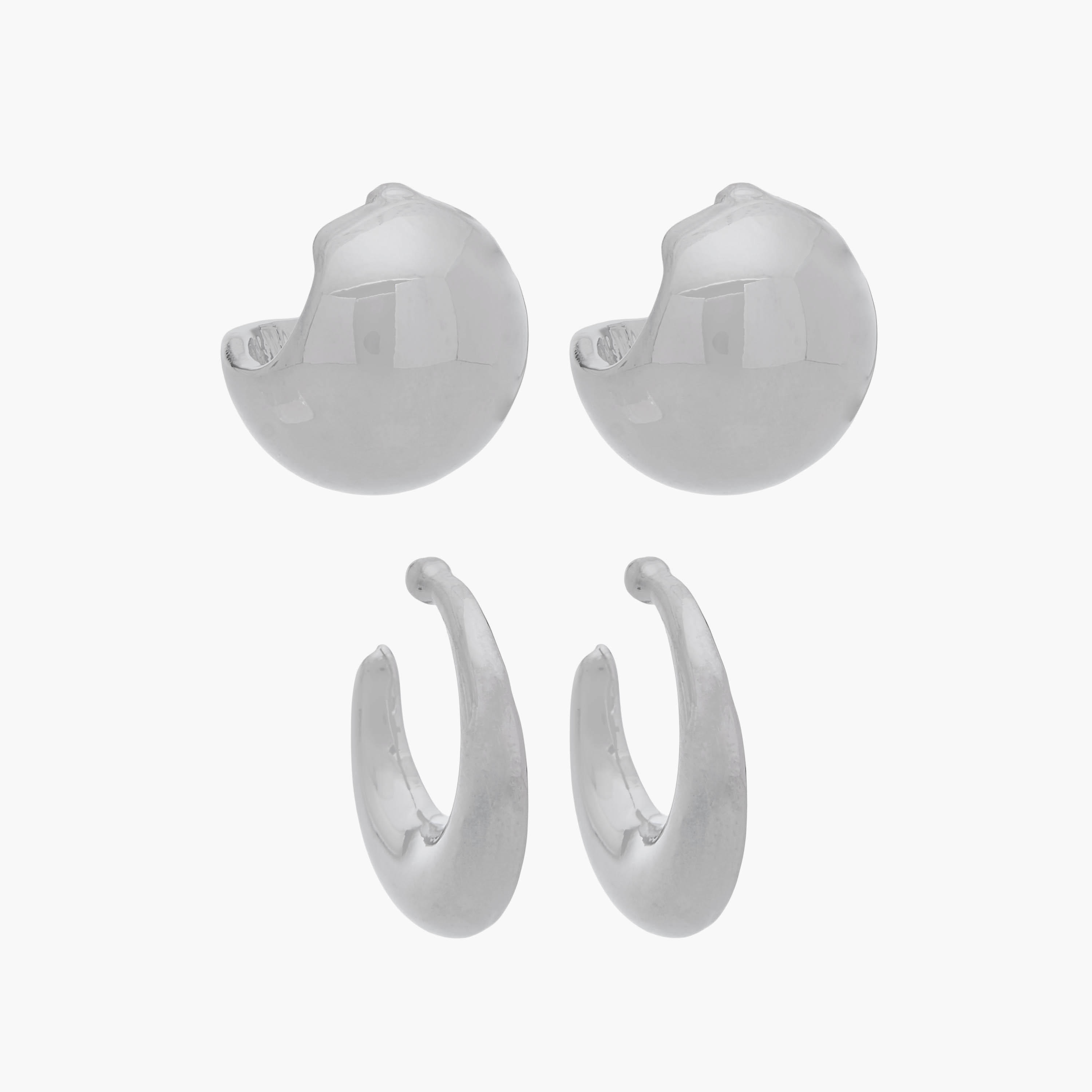 طقم حلقان متنوعة بتشطيب فضي ومكبس إغلاق - عبوة زوجين-women-watchesandjewellery-jewellery-earrings-image-1