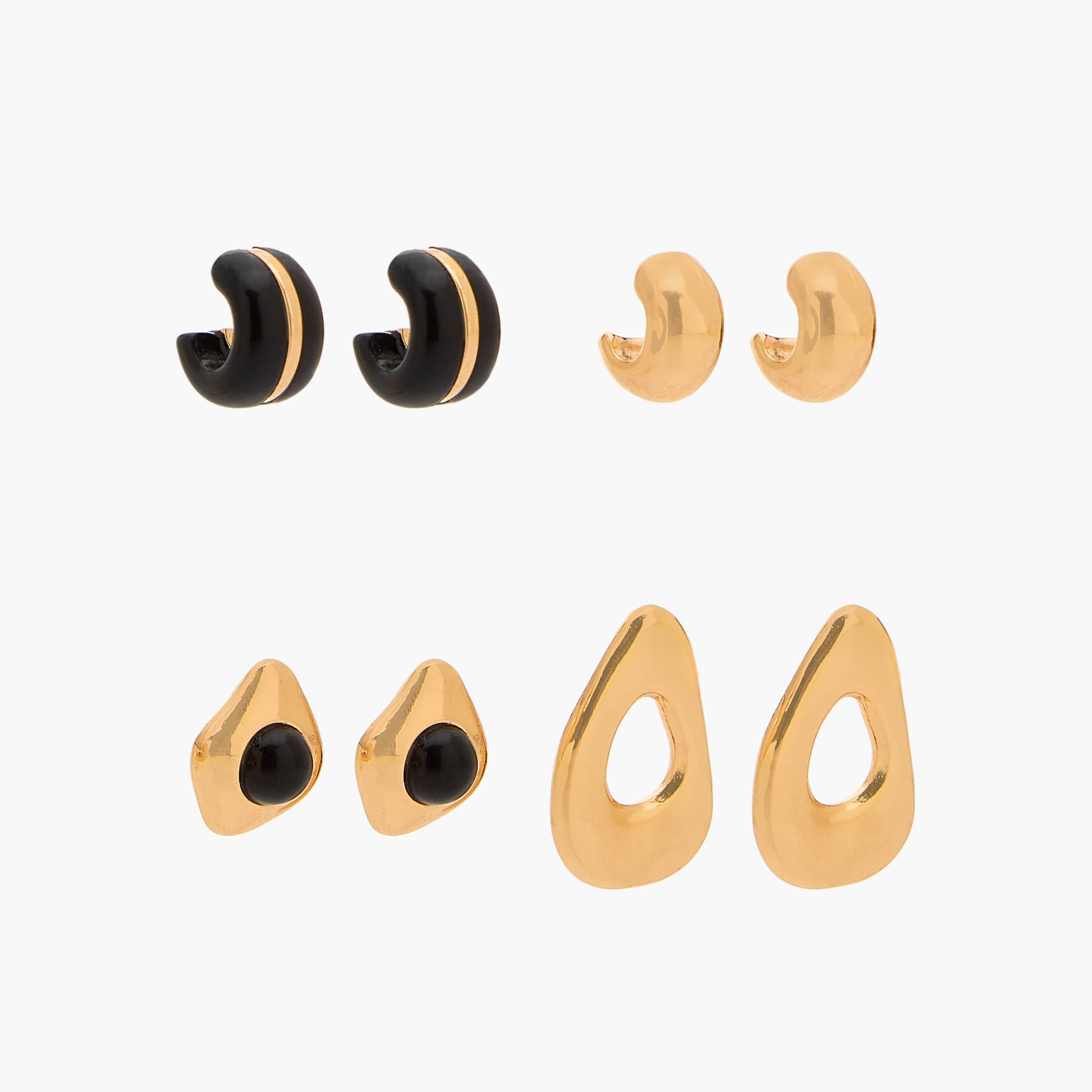 حلقان طوق ريزين بمكبس إغلاق خلفي - عبوة 4 قطع-women-watchesandjewellery-jewellery-earrings-image-1