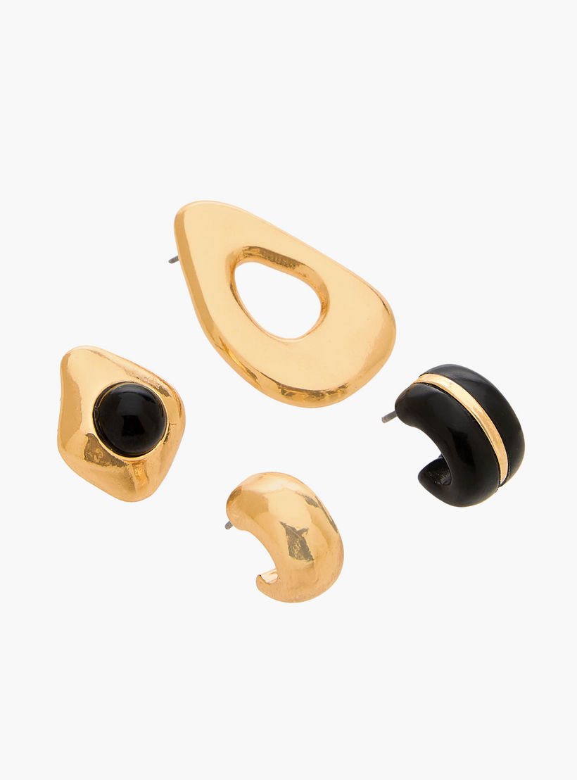 حلقان طوق ريزين بمكبس إغلاق خلفي - عبوة 4 قطع-women-watchesandjewellery-jewellery-earrings-image-2