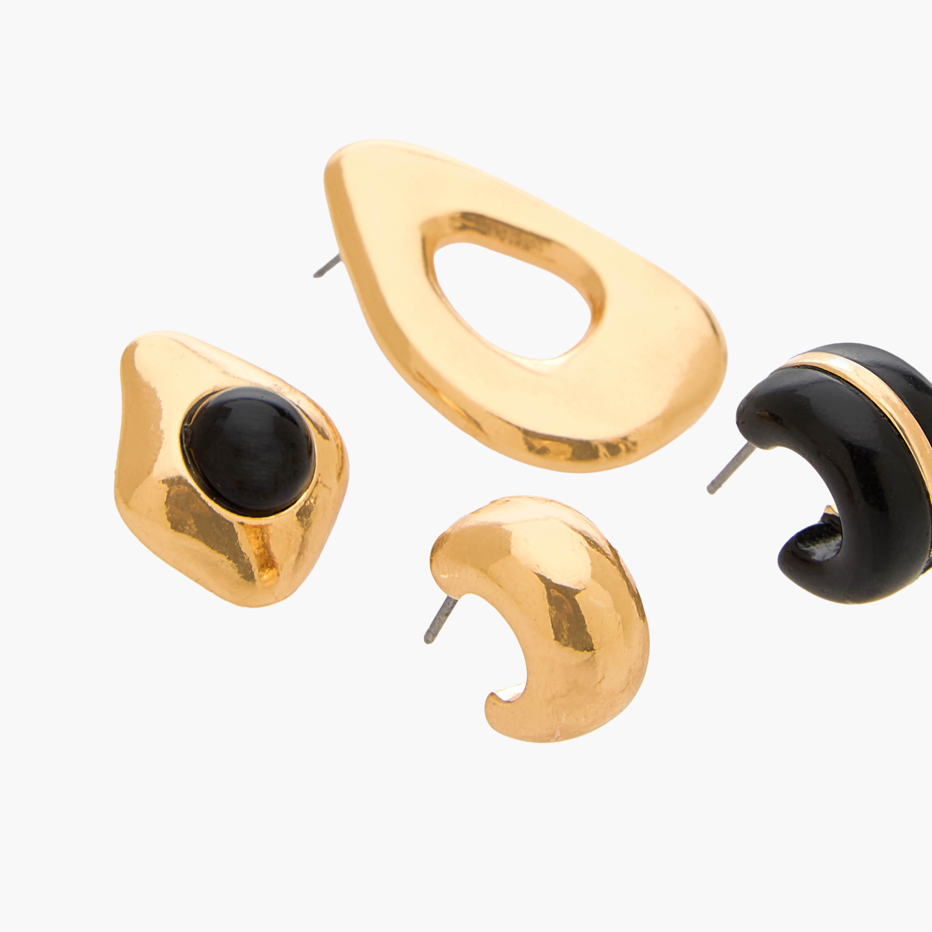 حلقان طوق ريزين بمكبس إغلاق خلفي - عبوة 4 قطع-women-watchesandjewellery-jewellery-earrings-image-3