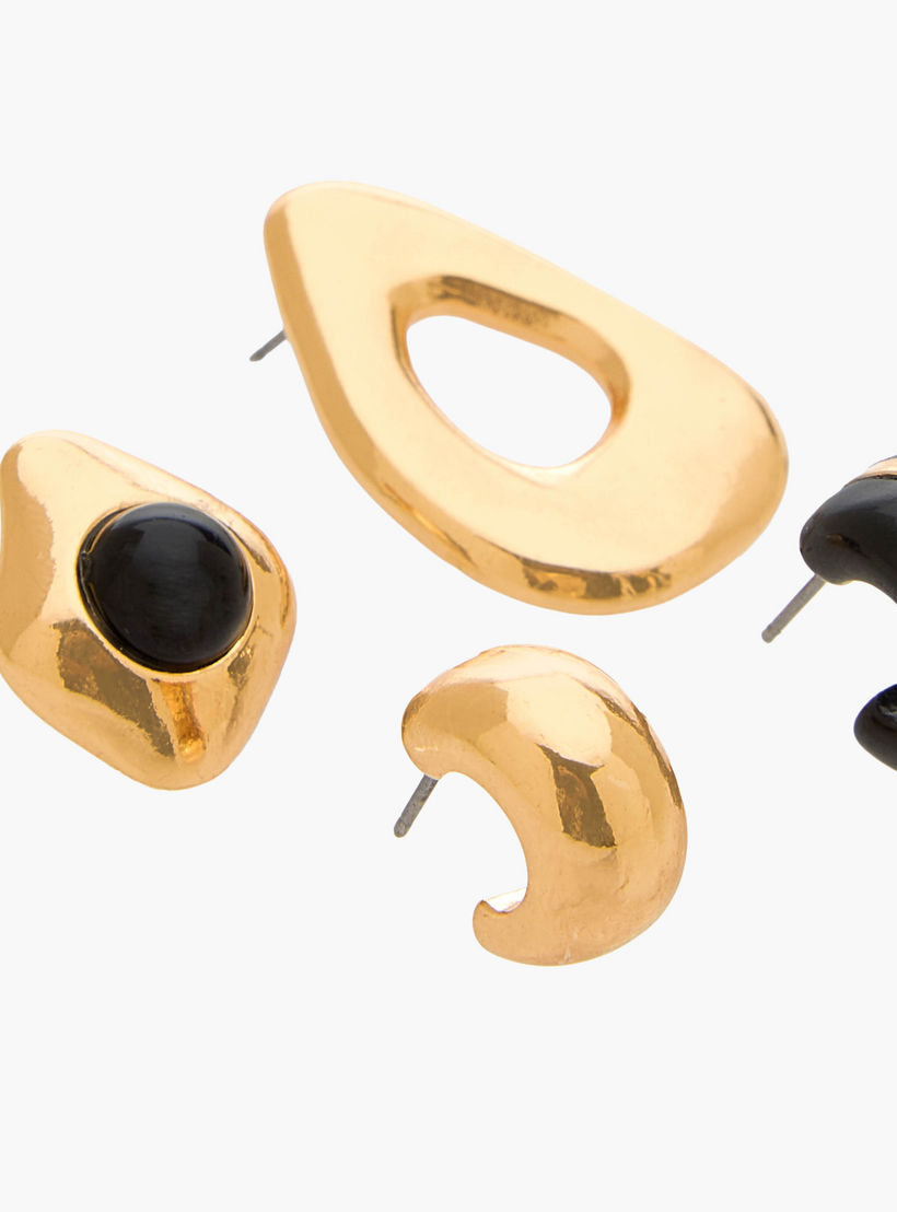 حلقان طوق ريزين بمكبس إغلاق خلفي - عبوة 4 قطع-women-watchesandjewellery-jewellery-earrings-image-3