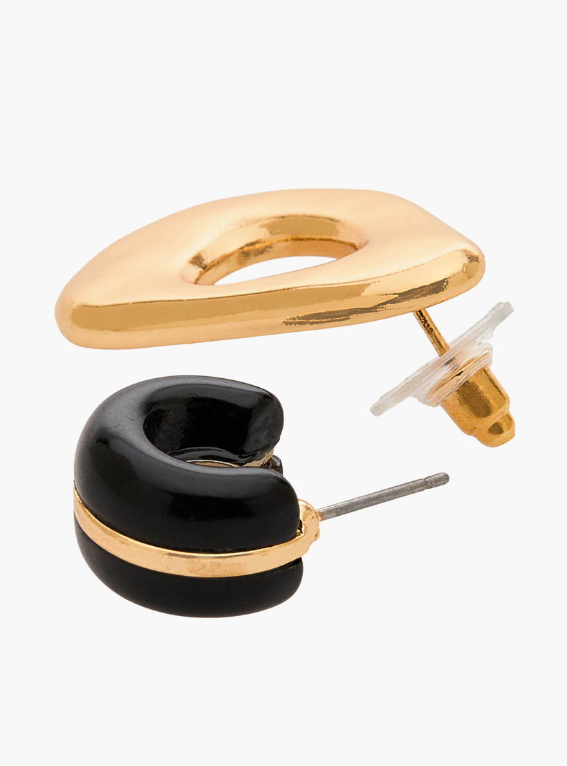 حلقان طوق ريزين بمكبس إغلاق خلفي - عبوة 4 قطع-women-watchesandjewellery-jewellery-earrings-image-4
