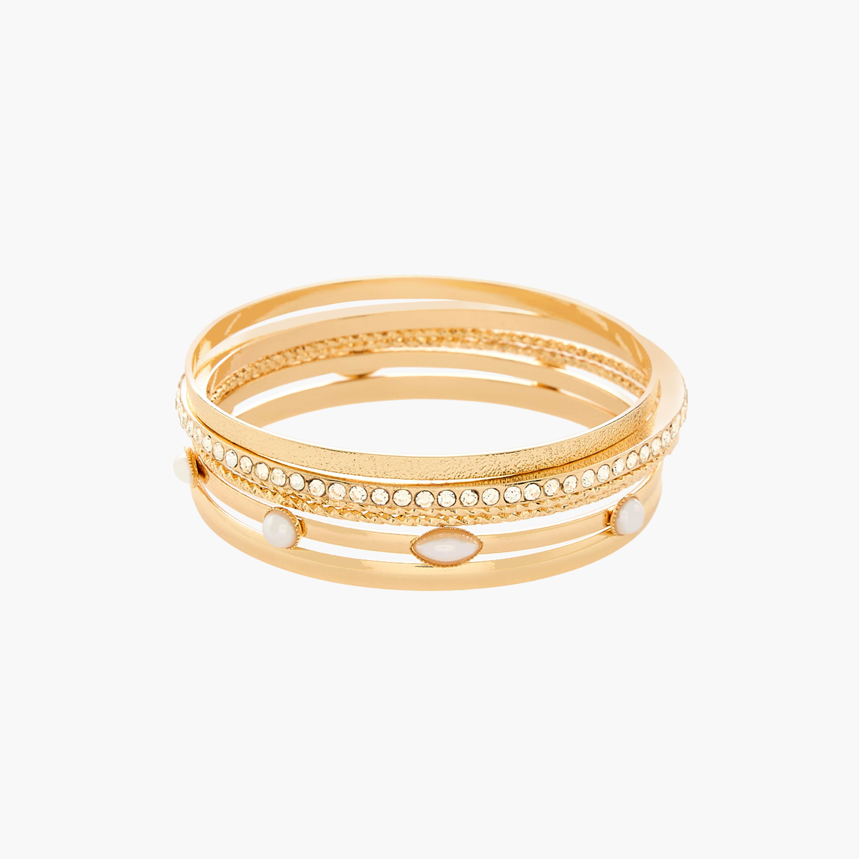 طقم أساور بلون ذهبي - 6 قطع متنوعة-women-watchesandjewellery-jewellery-banglesandbracelets-image-8