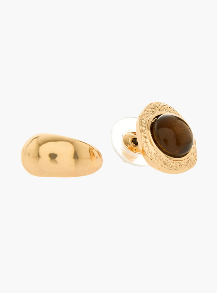 حلقان ستود وحلقية بلون ذهبي مع إغلاق كبس - طقم 6 أزواج-women-watchesandjewellery-jewellery-earrings-image-3
