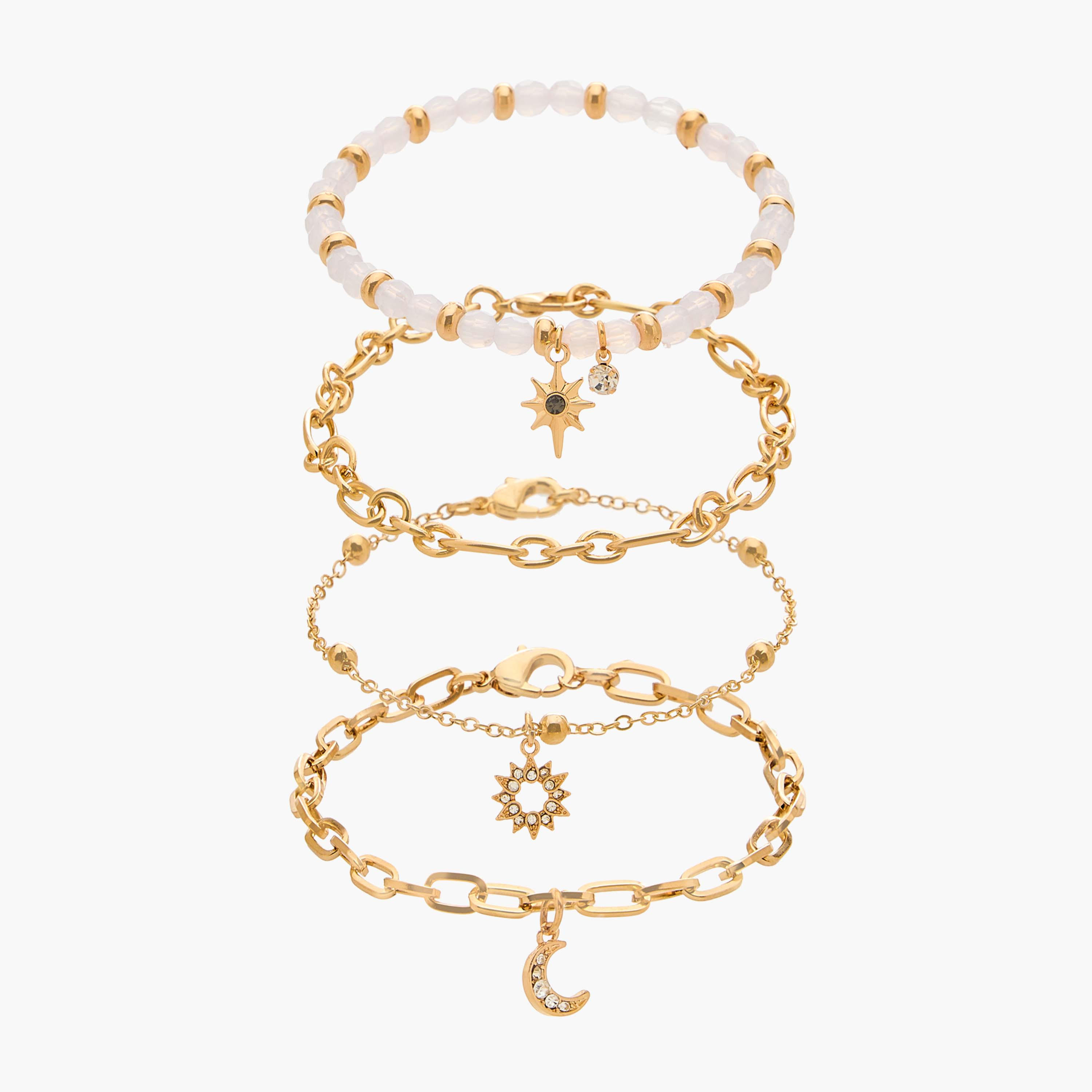 Gloo Pack of 4 Gold Tone Charm Accent Bracelet-women-watchesandjewellery-jewellery-banglesandbracelets-image-1
