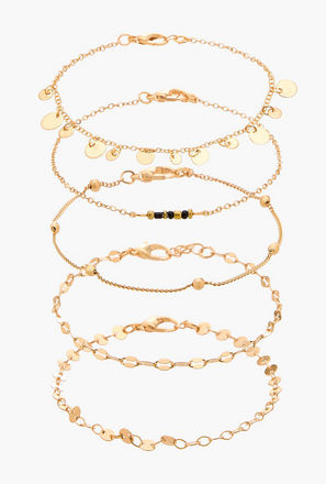 طقم أساور مرصعة بالخرز بلون ذهبي 5 قطع من جلو-women-watchesandjewellery-jewellery-banglesandbracelets-image-1