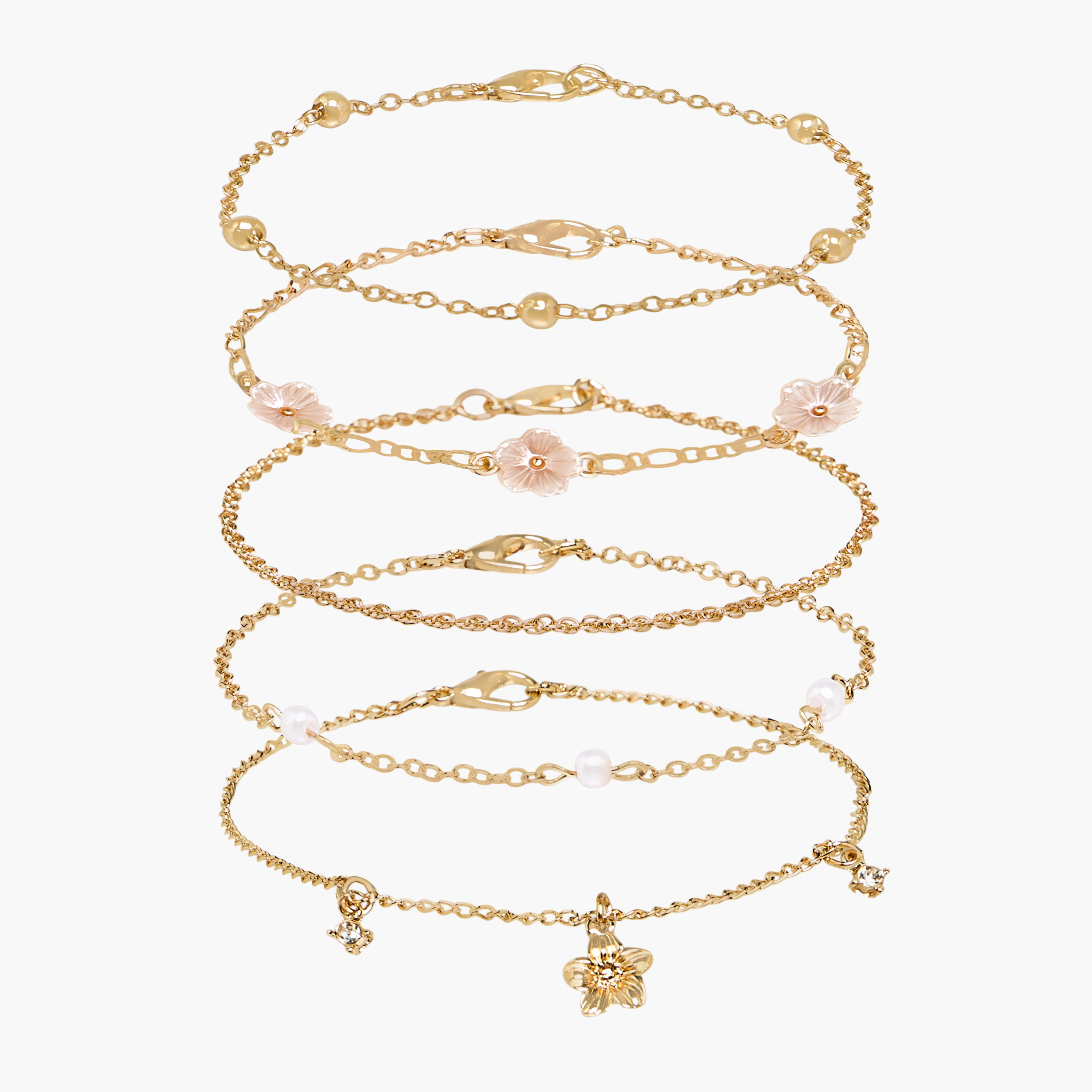 طقم أساور جلو ذهبية أنيقة مكون من 5 قطع-women-watchesandjewellery-jewellery-banglesandbracelets-image-1