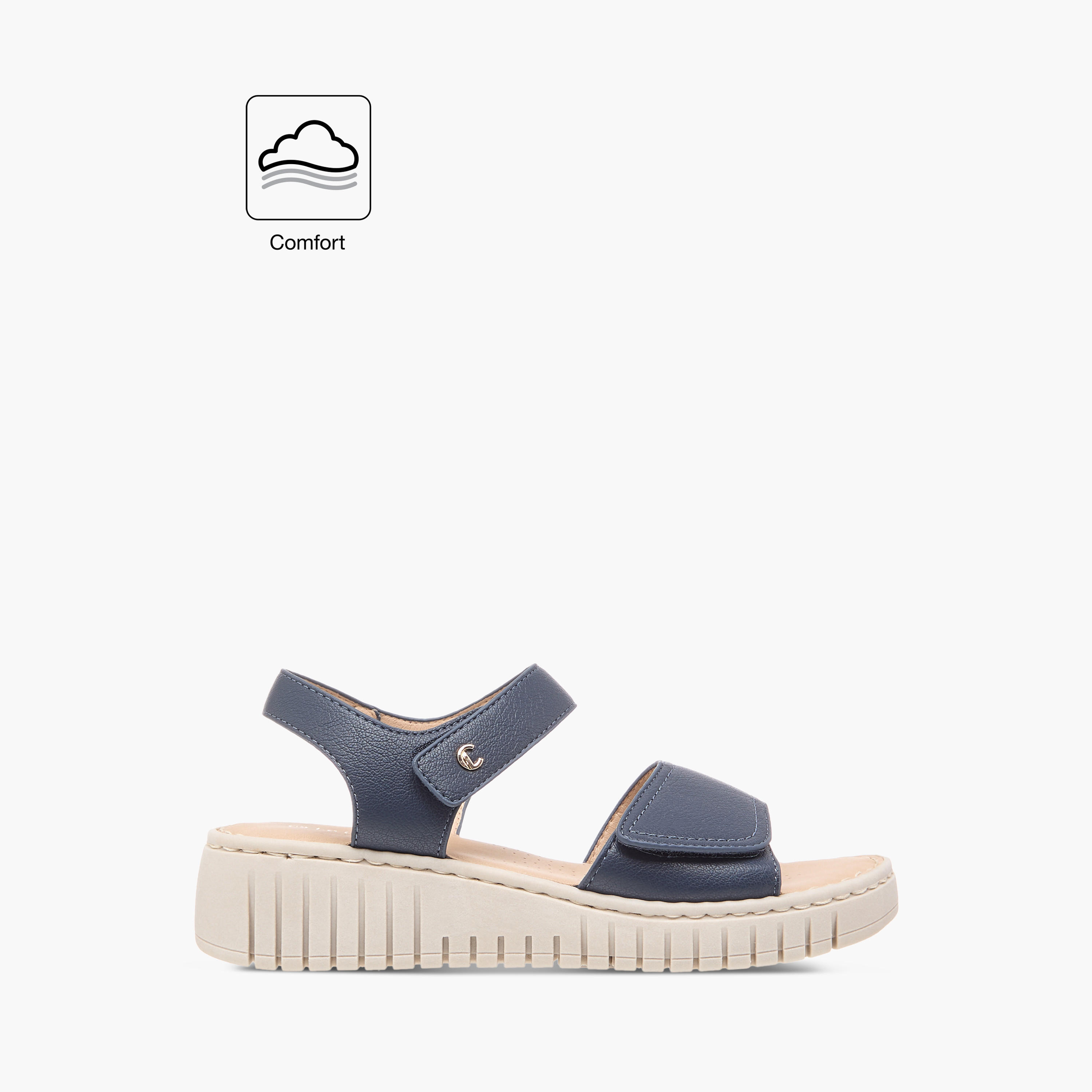 صندل مريح بشريط إغلاق لاصق وتفاصيل غرز من لو كونفورت-women-shoes-sandals-heeled-image-2