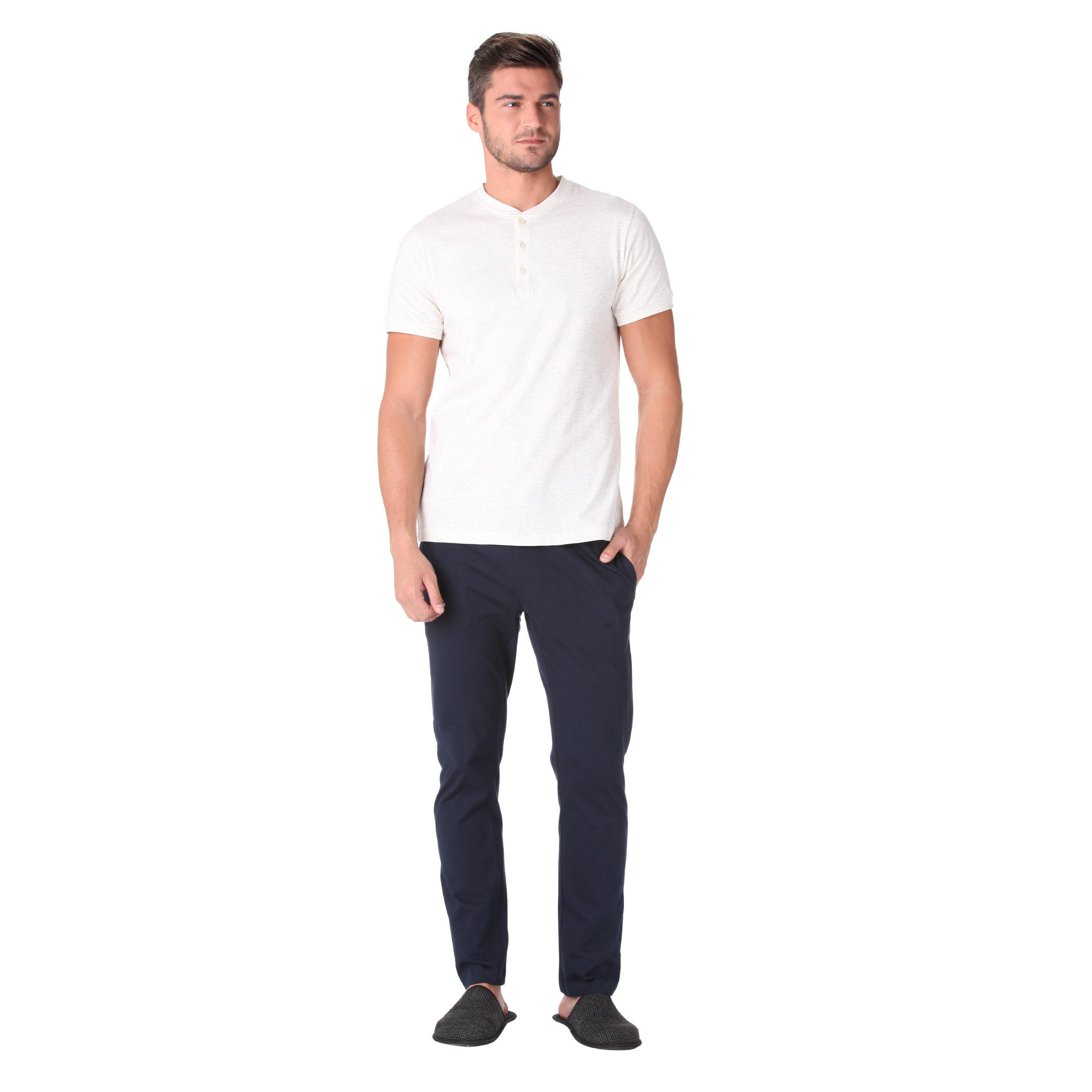 Solid Colour T-shirt and Pants Set-men-clothing-nightwear-sets-image-5