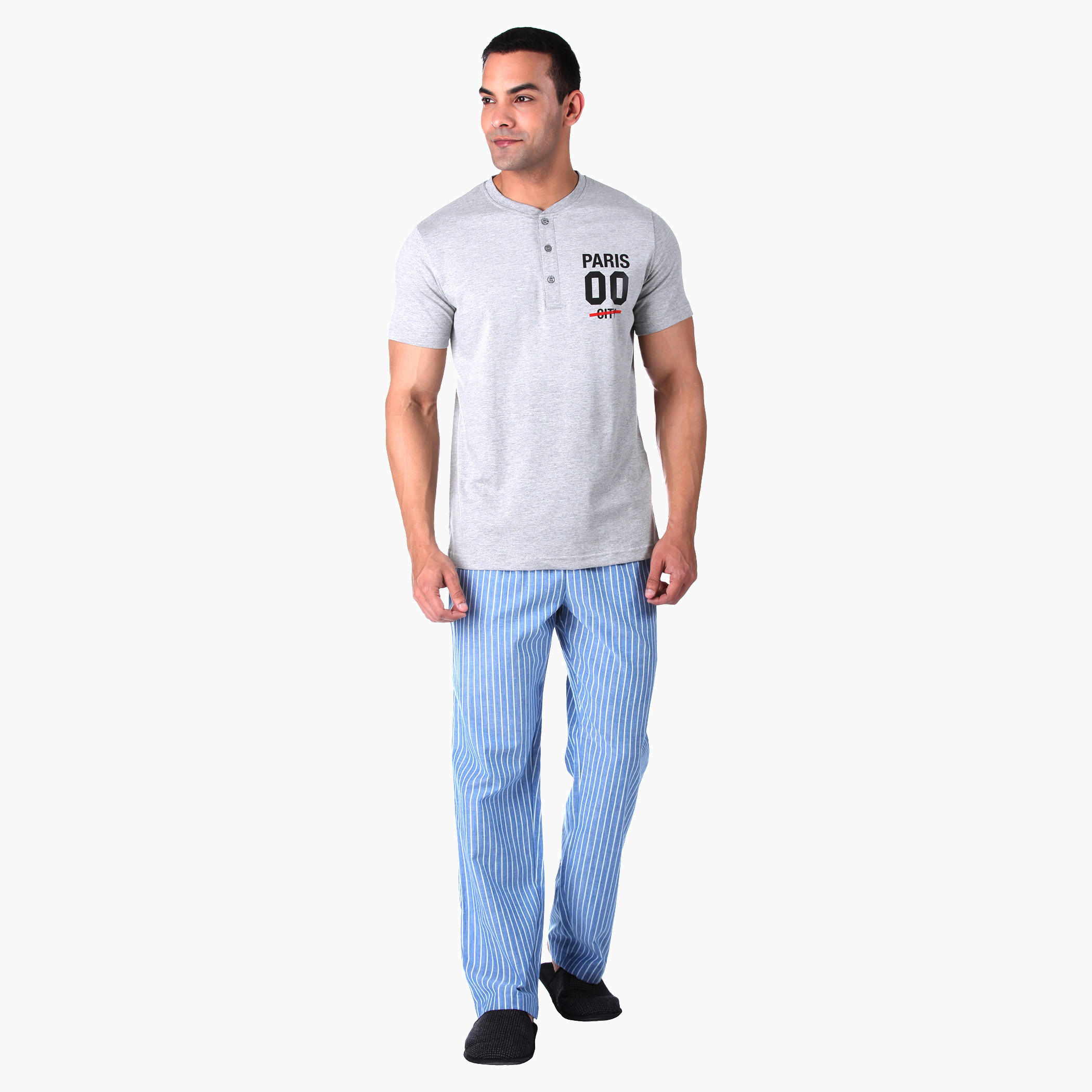 Printed T-shirt and Pants Set-men-clothing-nightwear-sets-image-1