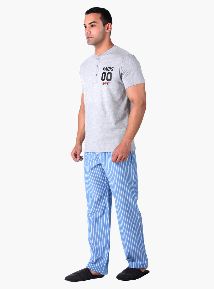 Printed T-shirt and Pants Set-men-clothing-nightwear-sets-image-3
