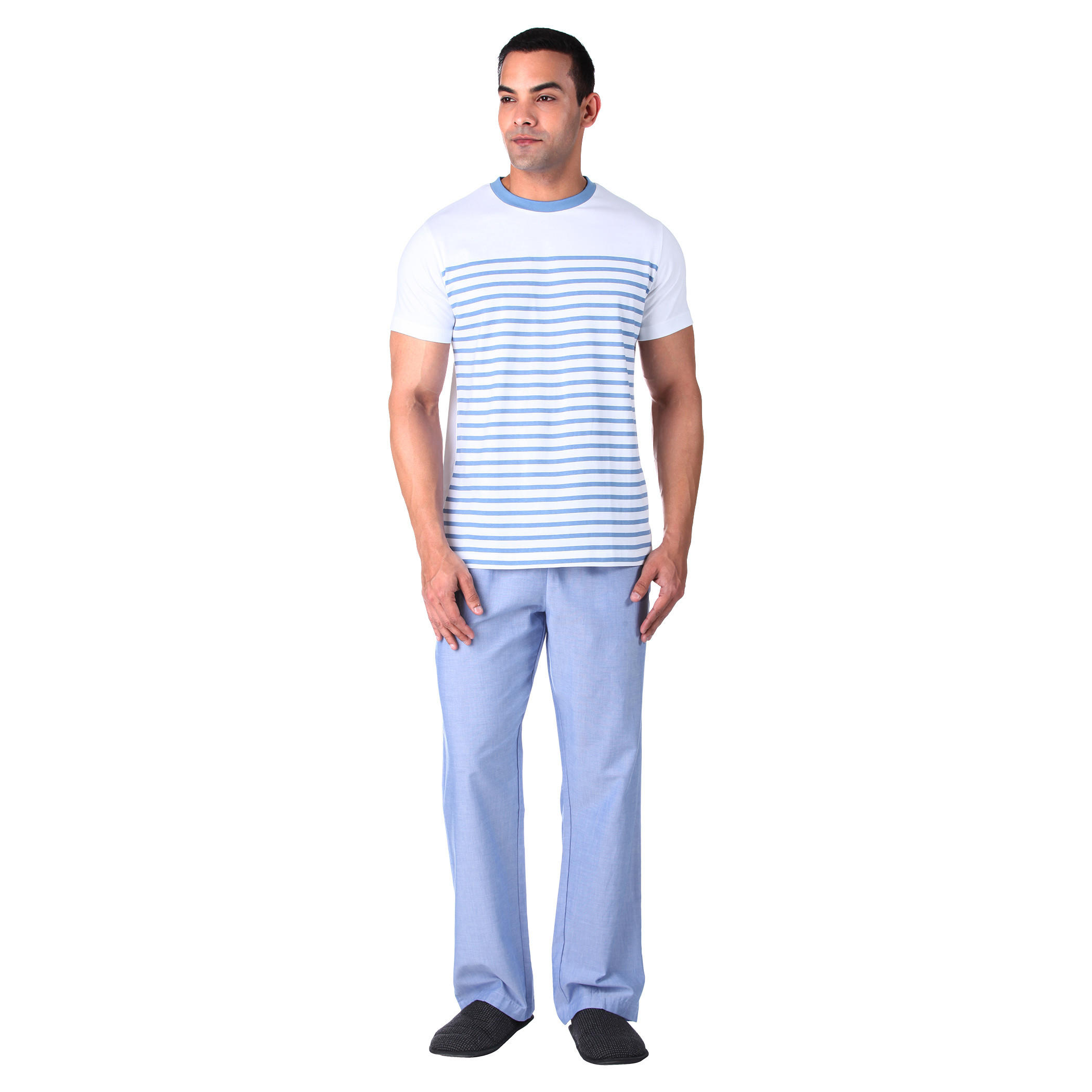 Dual-tone T-shirt and Pants Set-men-clothing-nightwear-sets-image-1