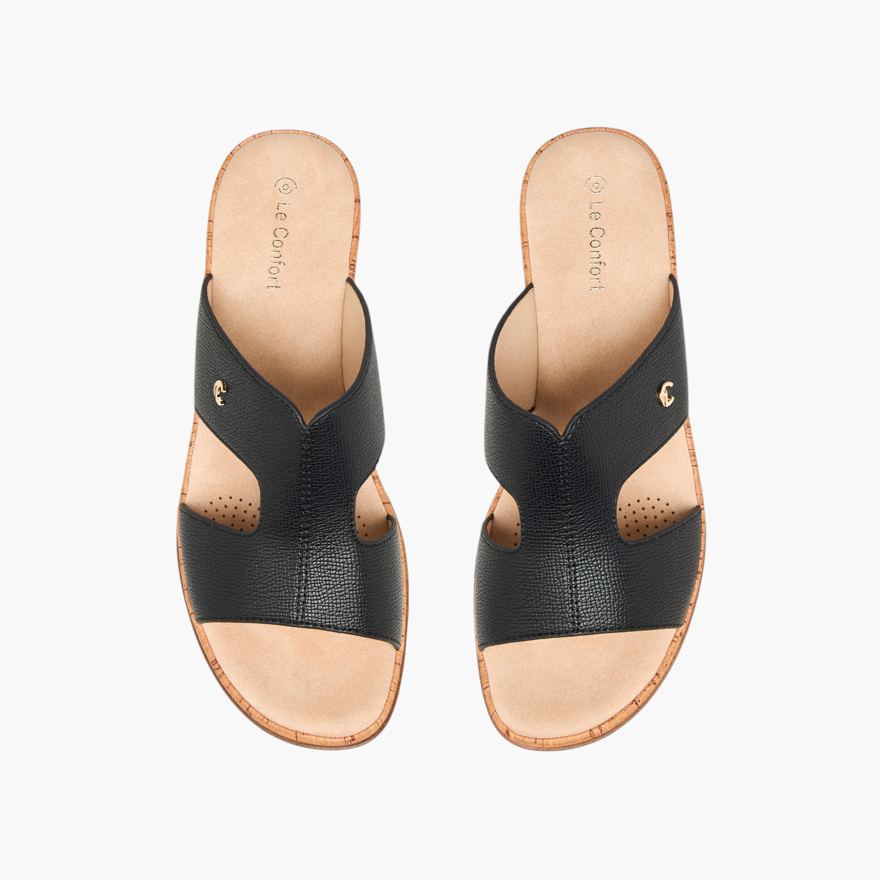 Le Confort Textured Slip-On Comfort Sandals-women-shoes-sandals-heeled-image-1