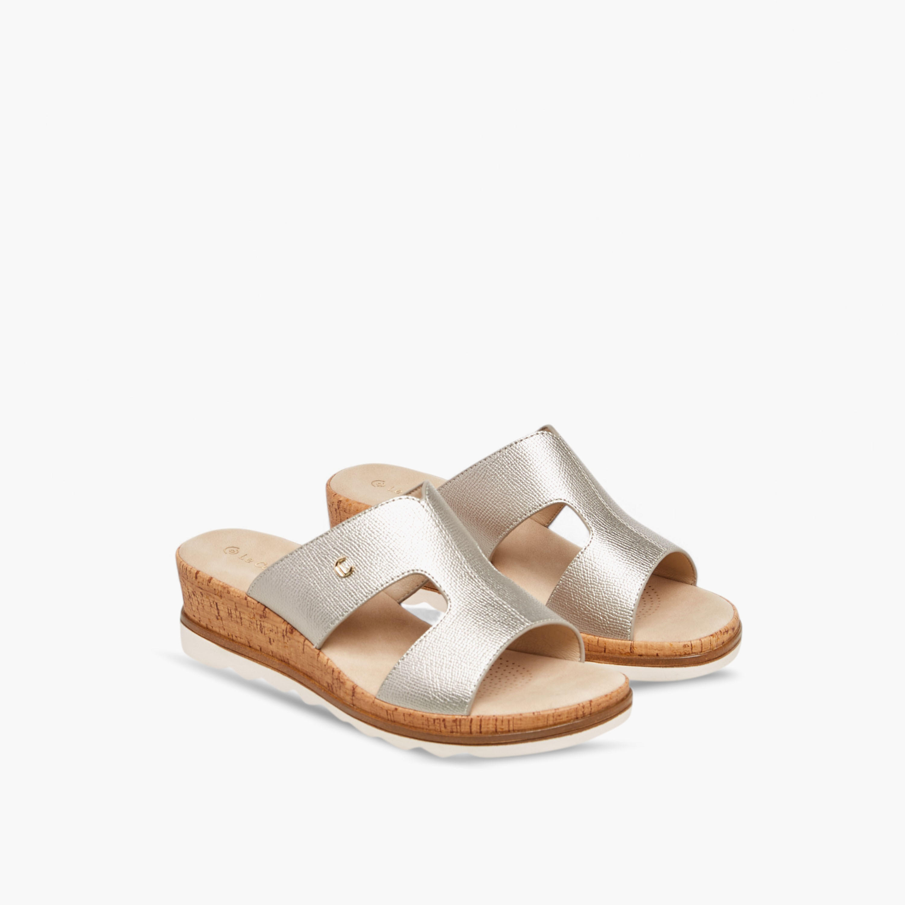 Le Confort Metallic Slip-On Comfort Sandals-women-shoes-sandals-heeled-image-1