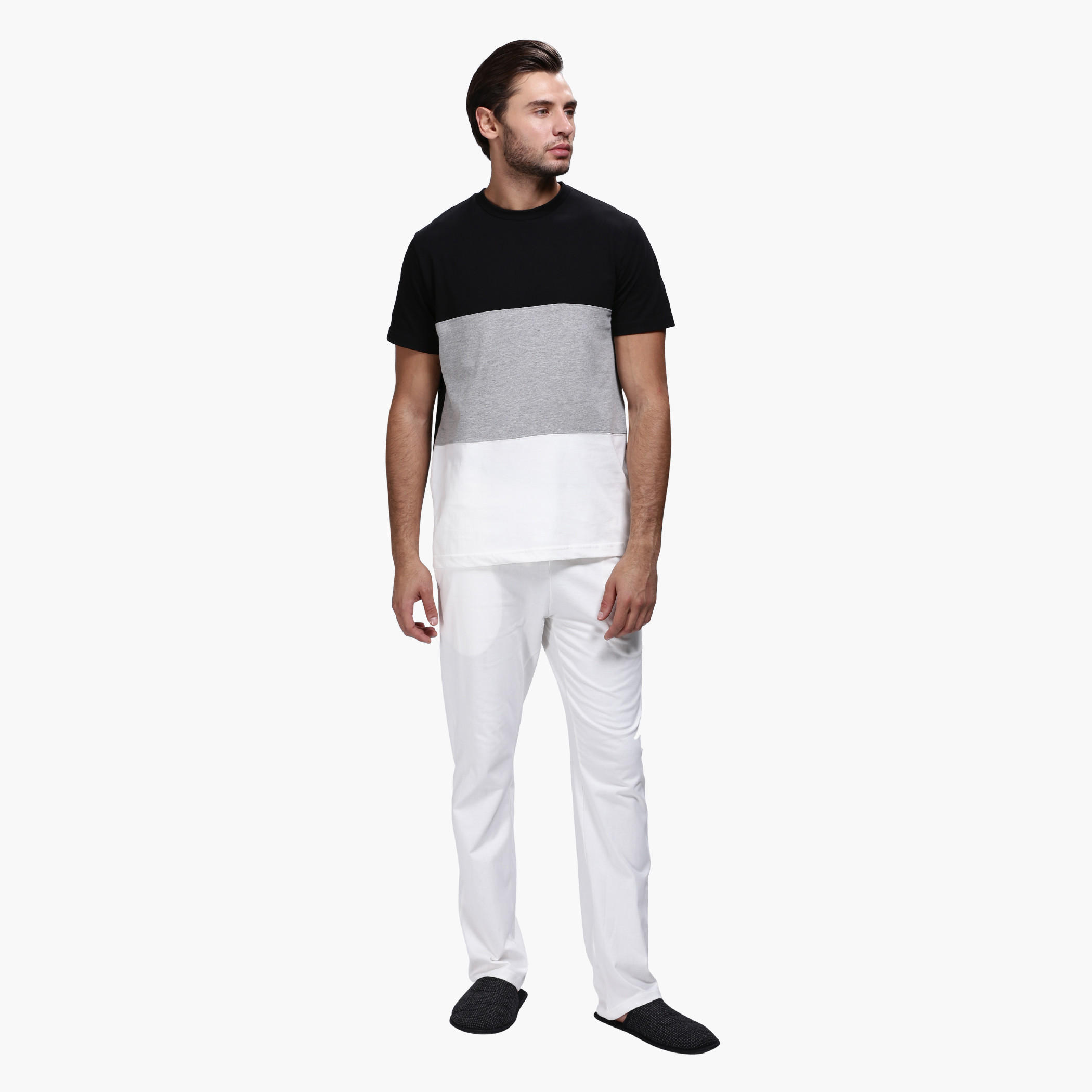 Crew Neck T-Shirt and Pants Set in Slim Fit-men-clothing-nightwear-sets-image-1