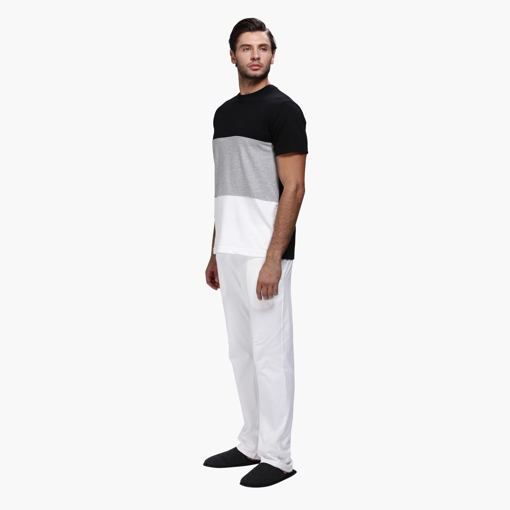 Crew Neck T-Shirt and Pants Set in Slim Fit-men-clothing-nightwear-sets-image-3