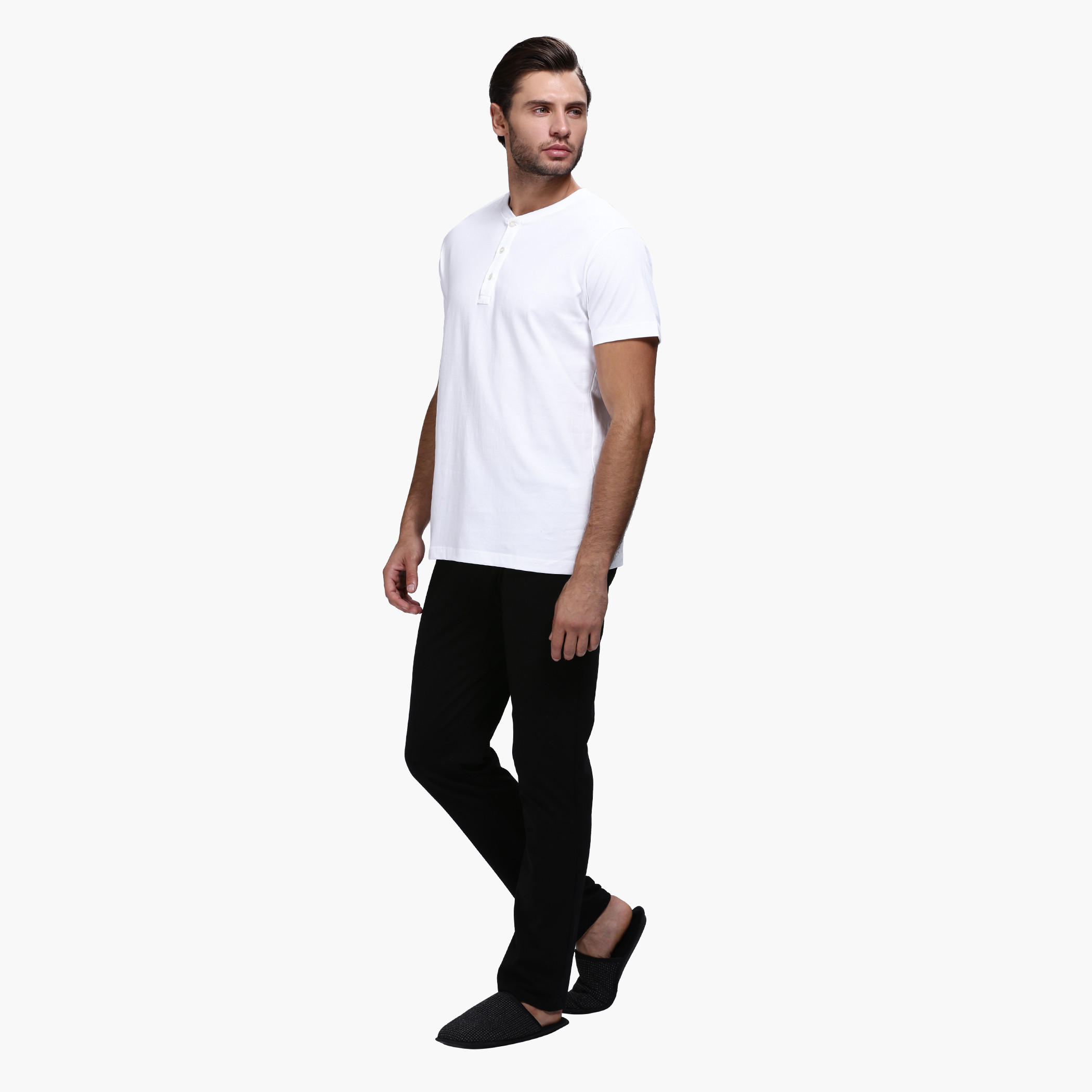 Henley Neck T-Shirt and Pants Set in Slim Fit-men-clothing-nightwear-sets-image-1