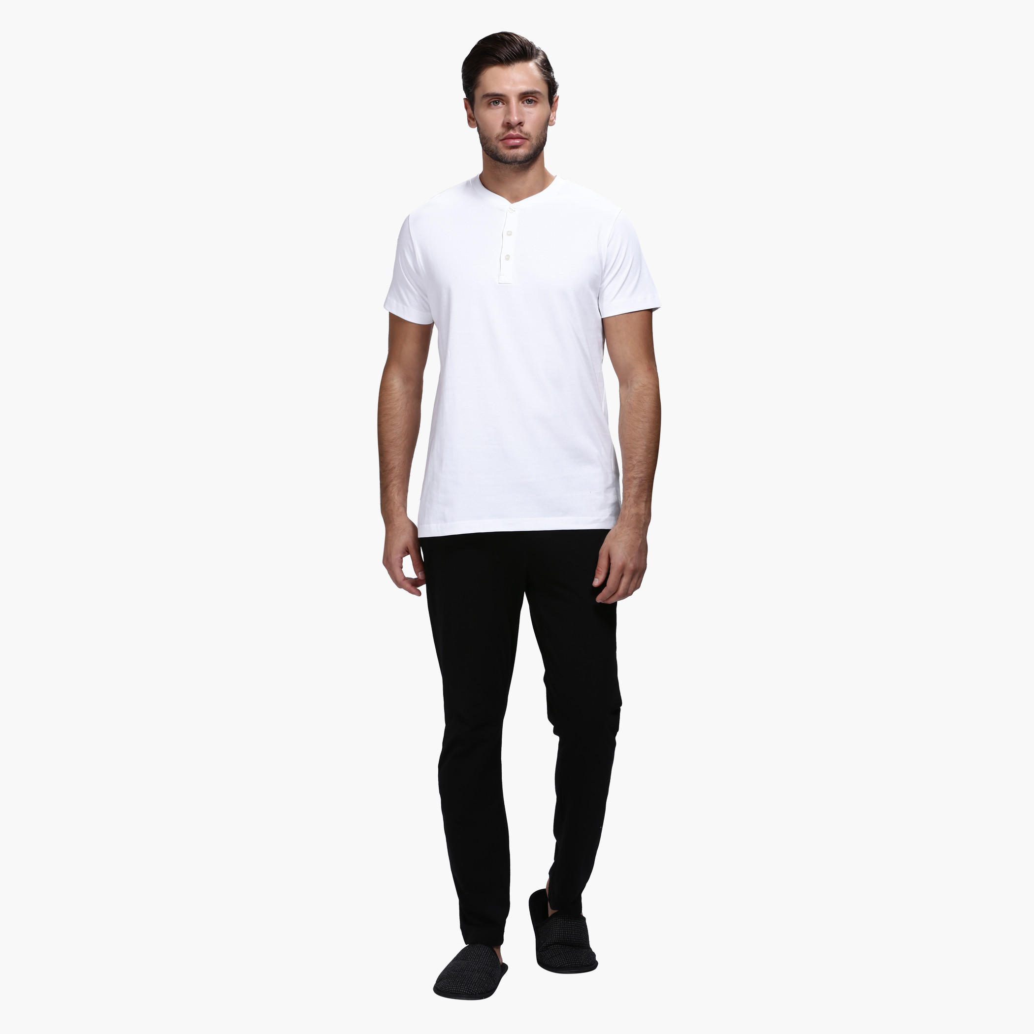 Henley Neck T-Shirt and Pants Set in Slim Fit-men-clothing-nightwear-sets-image-3