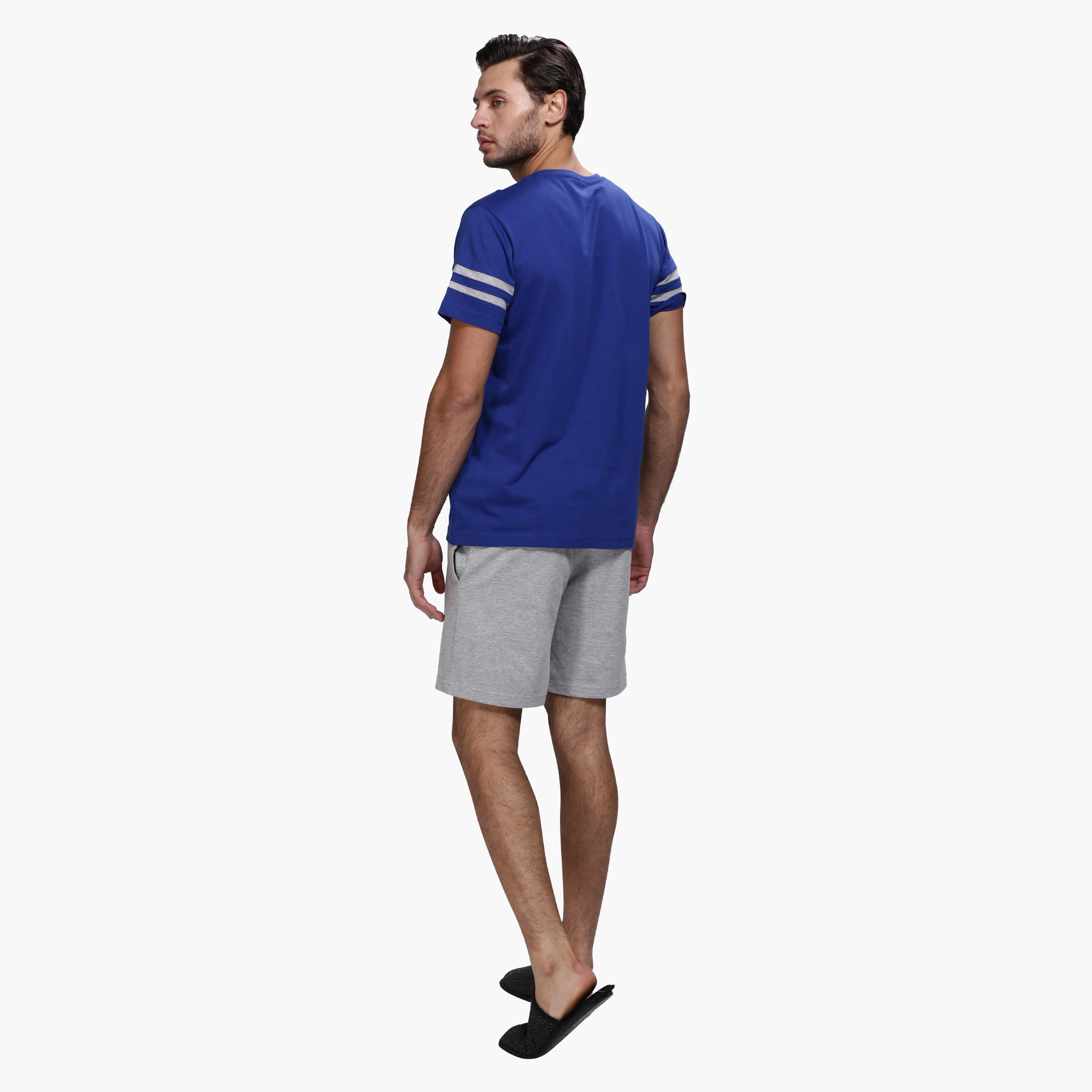 Crew Neck T-Shirt and Shorts Set in Slim Fit-men-clothing-nightwear-sets-image-2