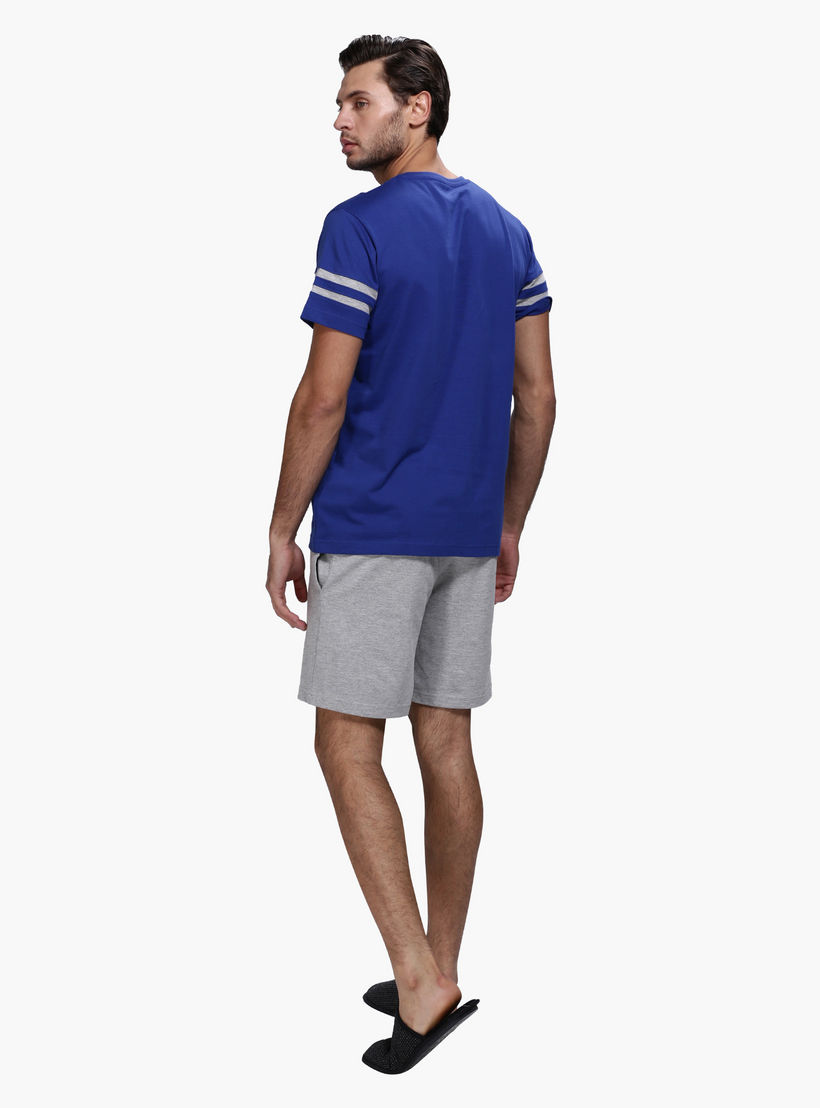 Crew Neck T-Shirt and Shorts Set in Slim Fit-men-clothing-nightwear-sets-image-2