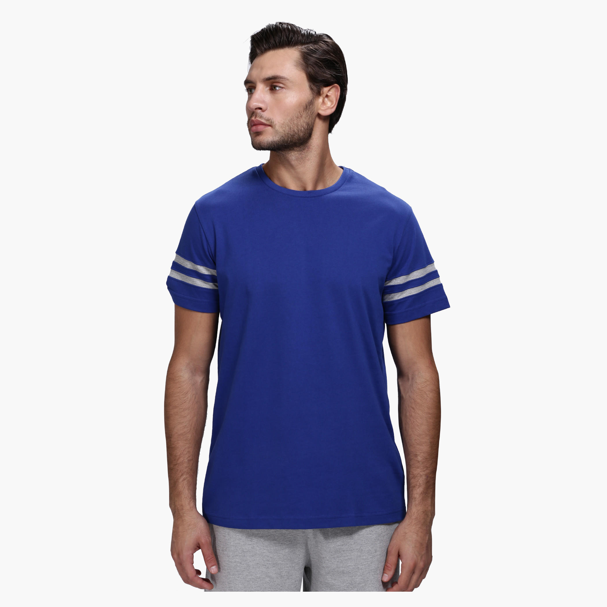 Crew Neck T-Shirt and Shorts Set in Slim Fit-men-clothing-nightwear-sets-image-4