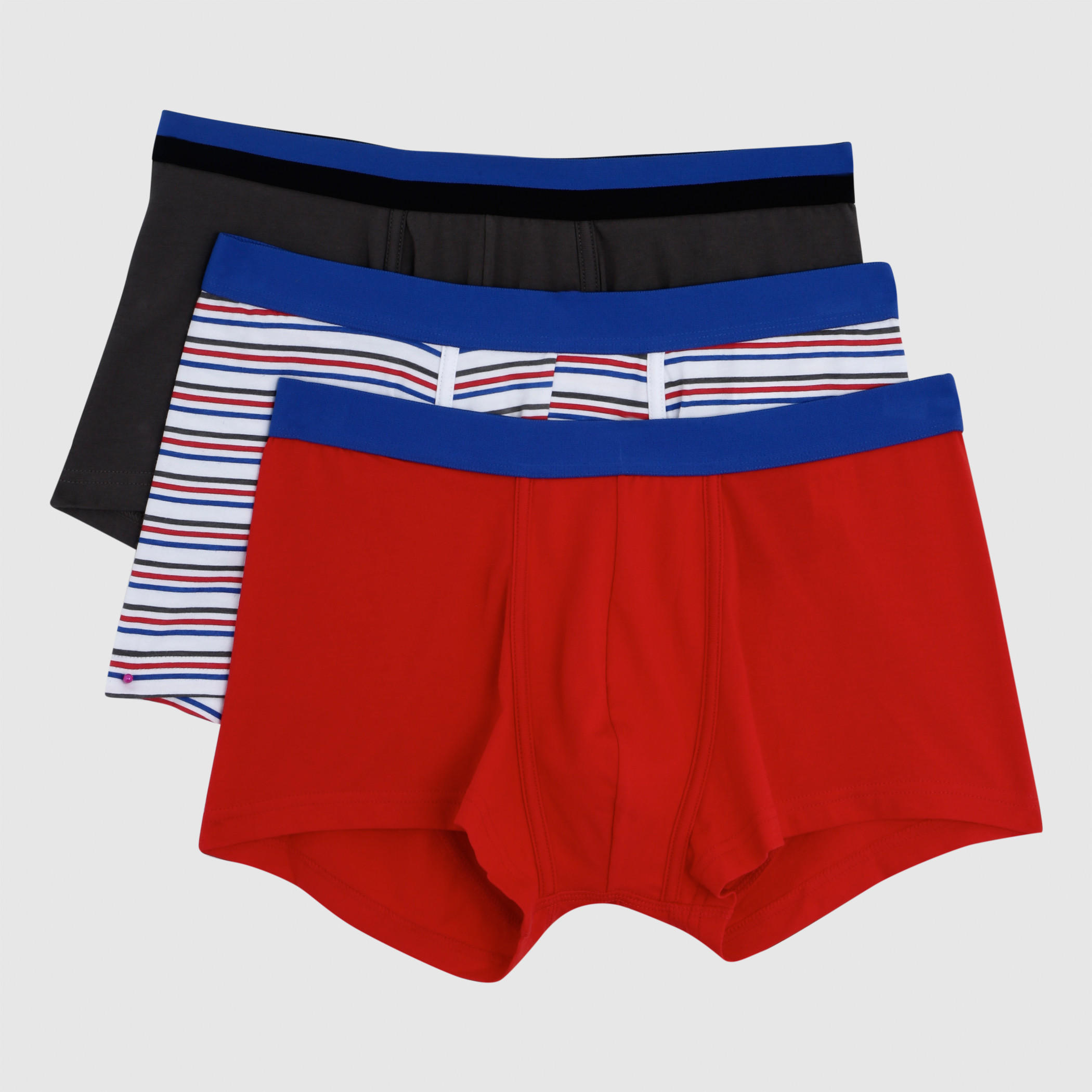 Trunks with Elasticised Waistband and Fly Opening - Set of 3-men-clothing-innerwear-underwear-image-1