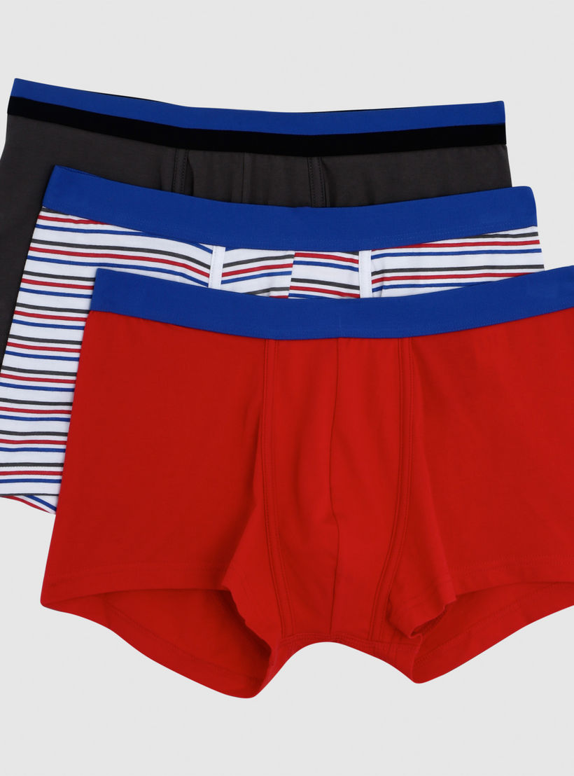 Trunks with Elasticised Waistband and Fly Opening - Set of 3-men-clothing-innerwear-underwear-image-1