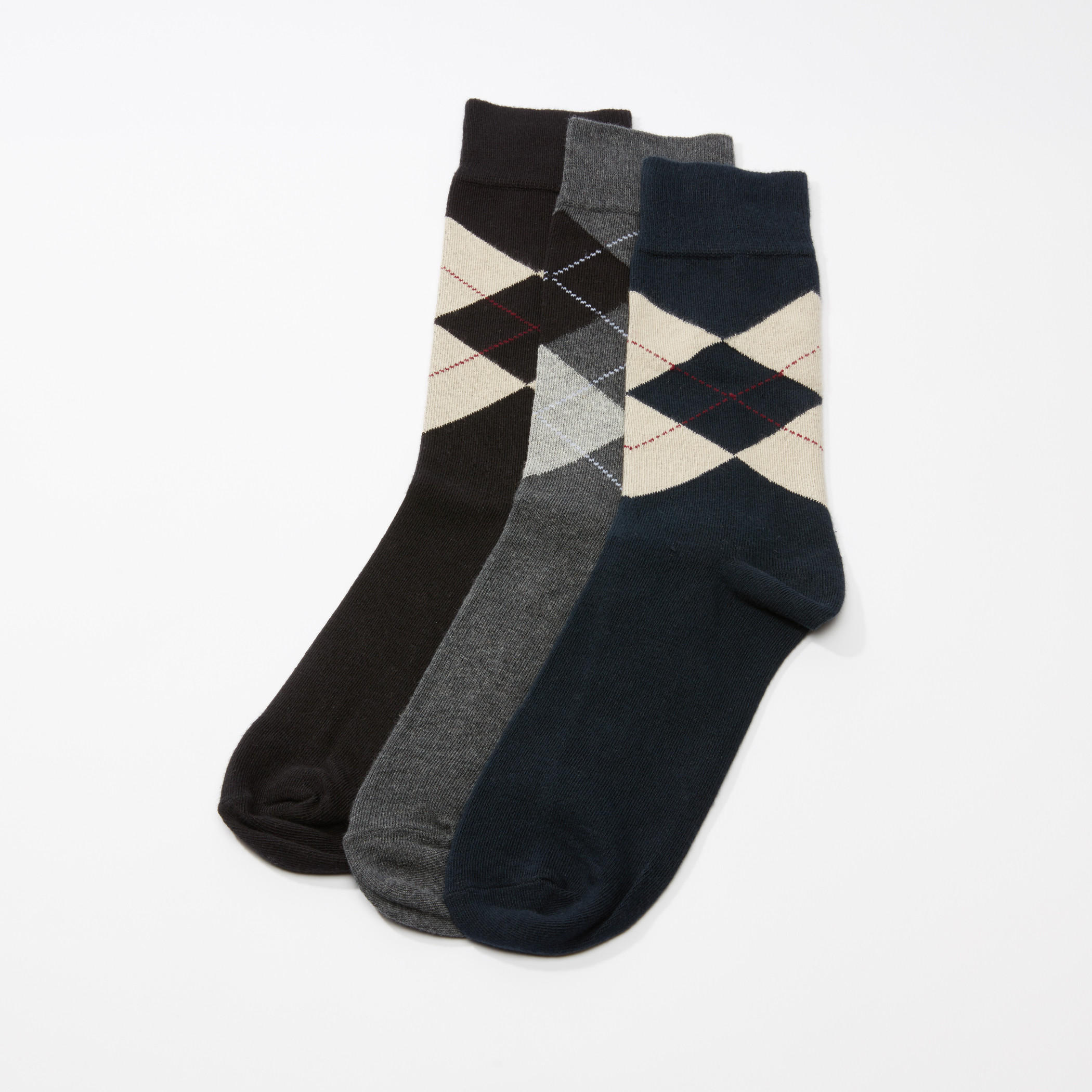جوارب بطول متوسط بطبعات - طقم من 3 أزواج-men-socks-image-1