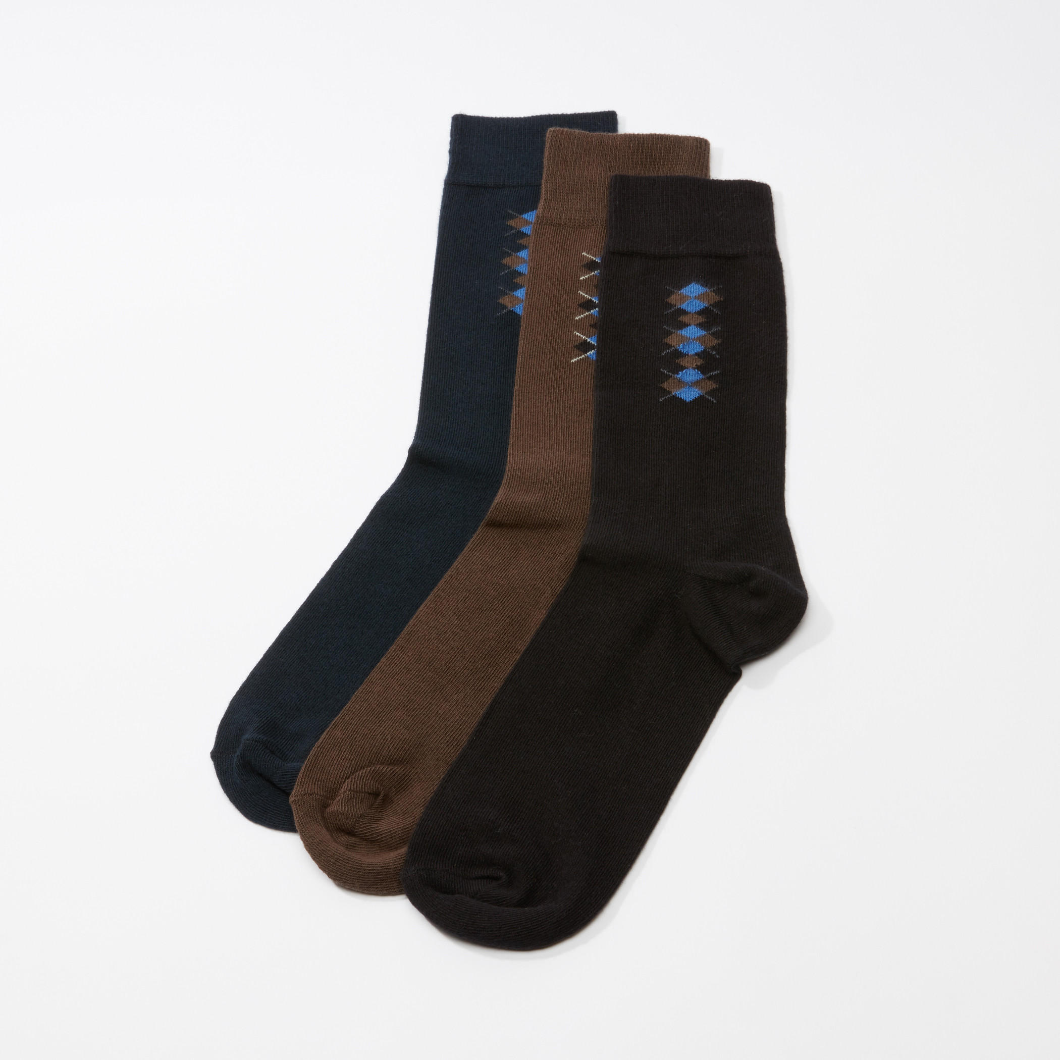 Textured Quarter Length Socks - Set of 3-men-socks-image-1