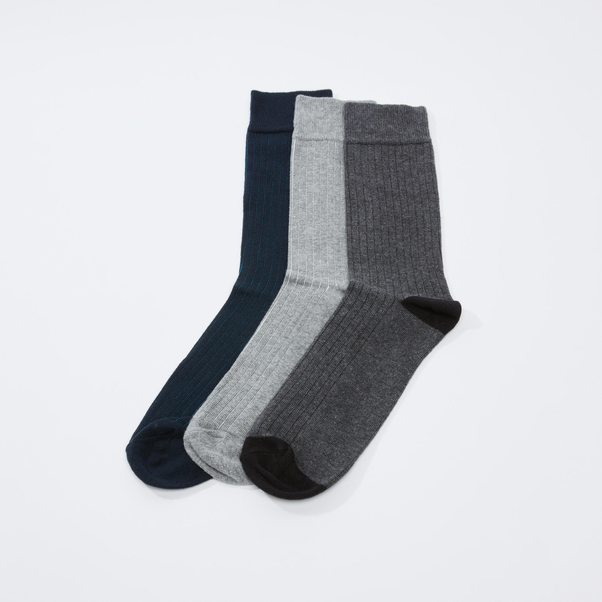 Ribbed Crew Length Socks - Set of 3-men-socks-image-1
