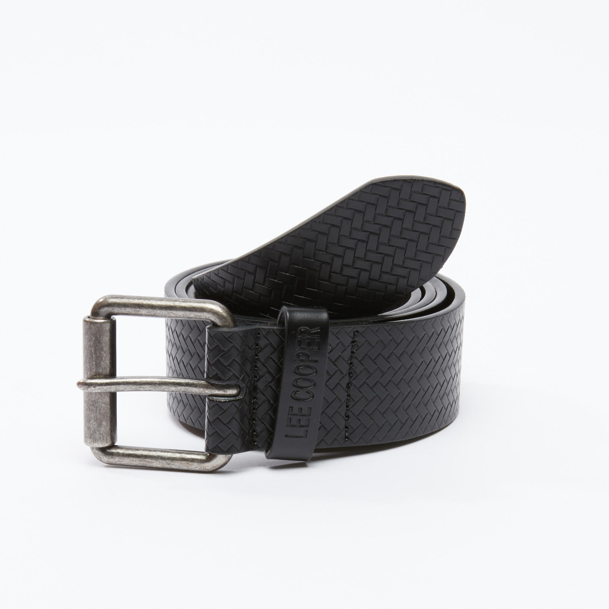 حزام بارز الملمس بإبزيم بدبوس من لي كوبر-men-beltsandwallets-belts-image-1