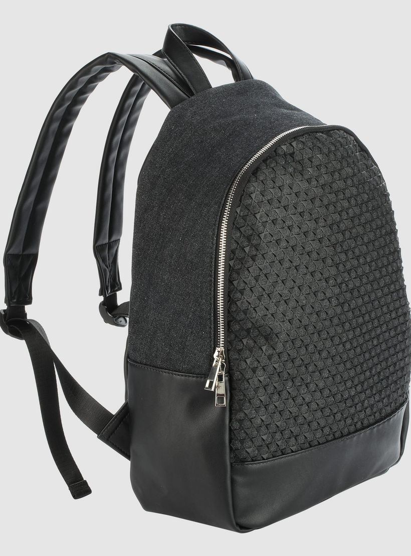 Textured Backpack with Zip Closure-men-bags-image-2