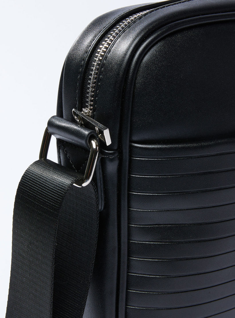 Textured Messenger Bag with Adjustable Strap-men-bags-image-3
